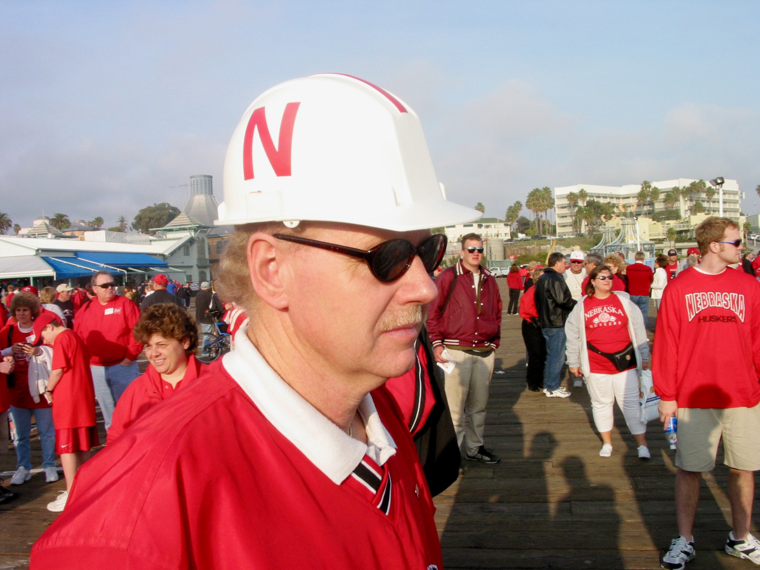 1 Jan 2002: University of Nebraska fans attend a Cornhusker rally and concert at the Santa Monica Pier in Santa Monica, California. The fans are in town to attend the Rose Bowl National Championship Game versus Miami on January 3. DIGITAL IMAGE Mandator 1 Jan 2002: University of Nebraska fans attend a Cornhusker rally and concert at the Santa Monica Pier in Santa Monica, California. The fans are in town to attend the Rose Bowl National Championship Game versus Miami on January 3. DIGITAL IMAGE Mandator