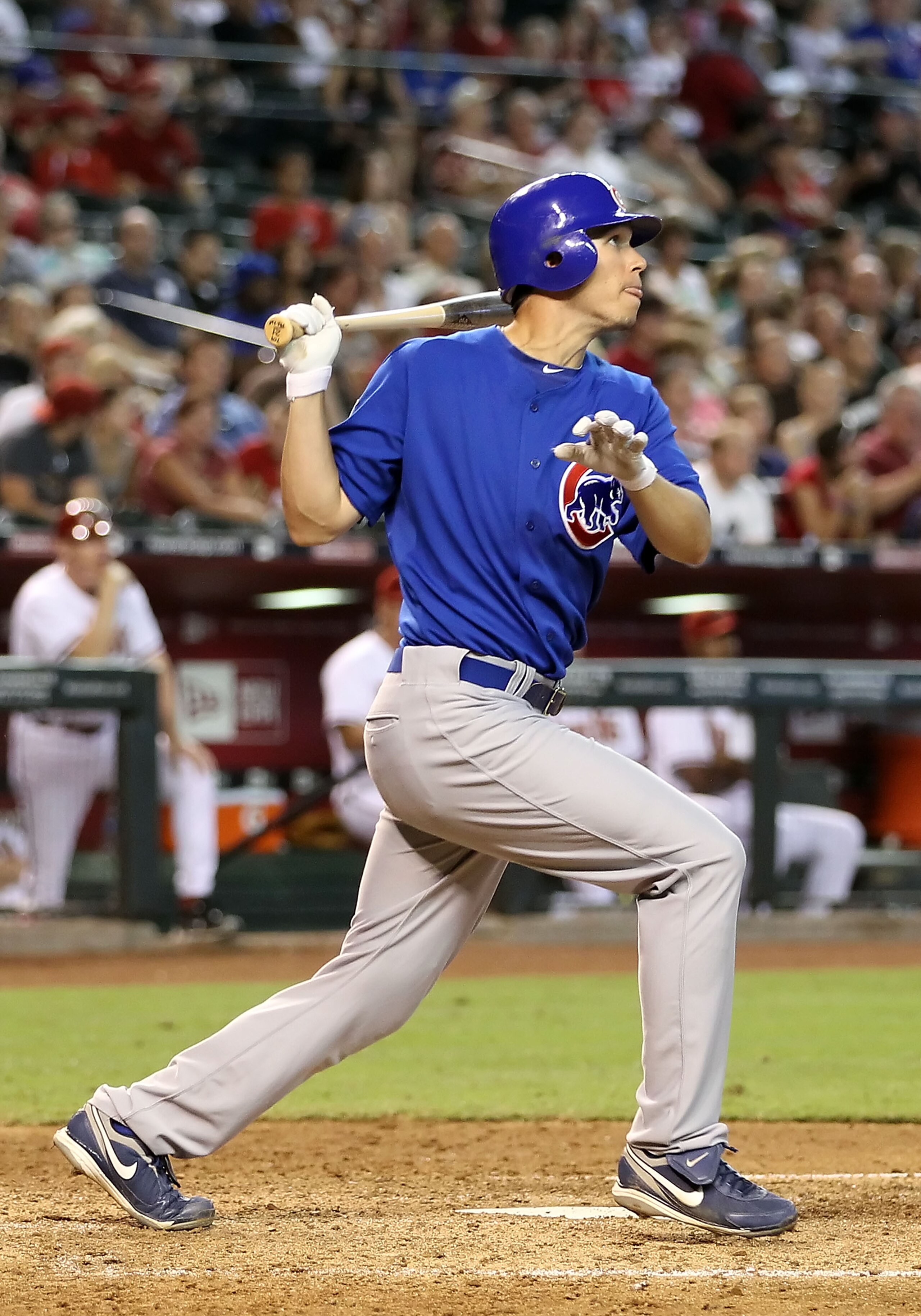 PHOENIX - JULY 05:  Tyler Colvin #21 of the Chicago Cubs bats against the Arizona Diamondbacks during the Major League Baseball game at Chase Field on July 5, 2010 in Phoenix, Arizona. The Cubs defeated the Diamondbacks 9-4.  (Photo by Christian Petersen/