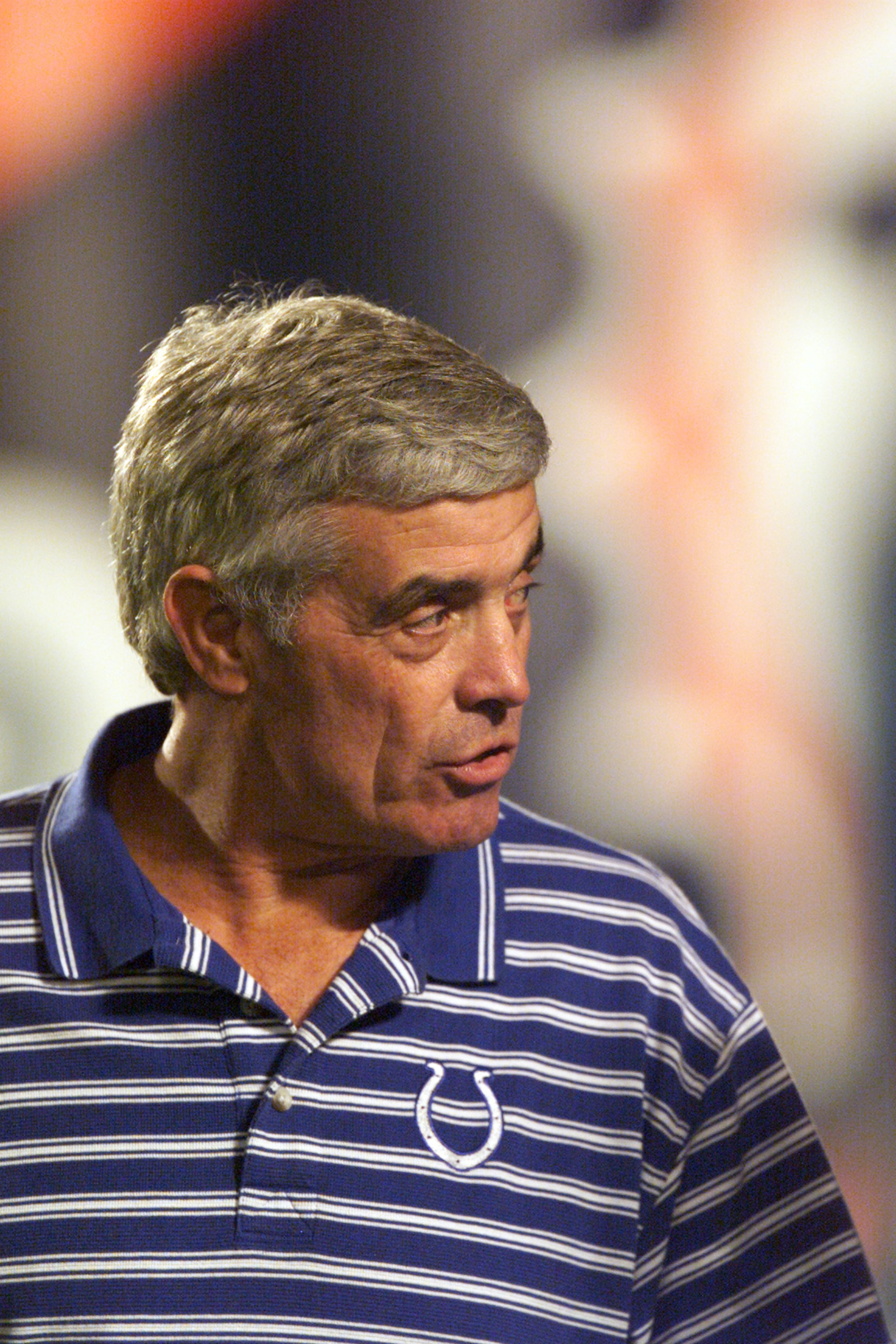 10 Dec 2001:  Head Coach Jim Mora of the Indianapolis Colts observes the game against the Miami Dolphins at Pro Player Stadium in Miami, Florida. The Dolphins win 6 - 41.  DIGITAL IMAGE Mandatory Credit: Eliot Schechter/ALLSPORT