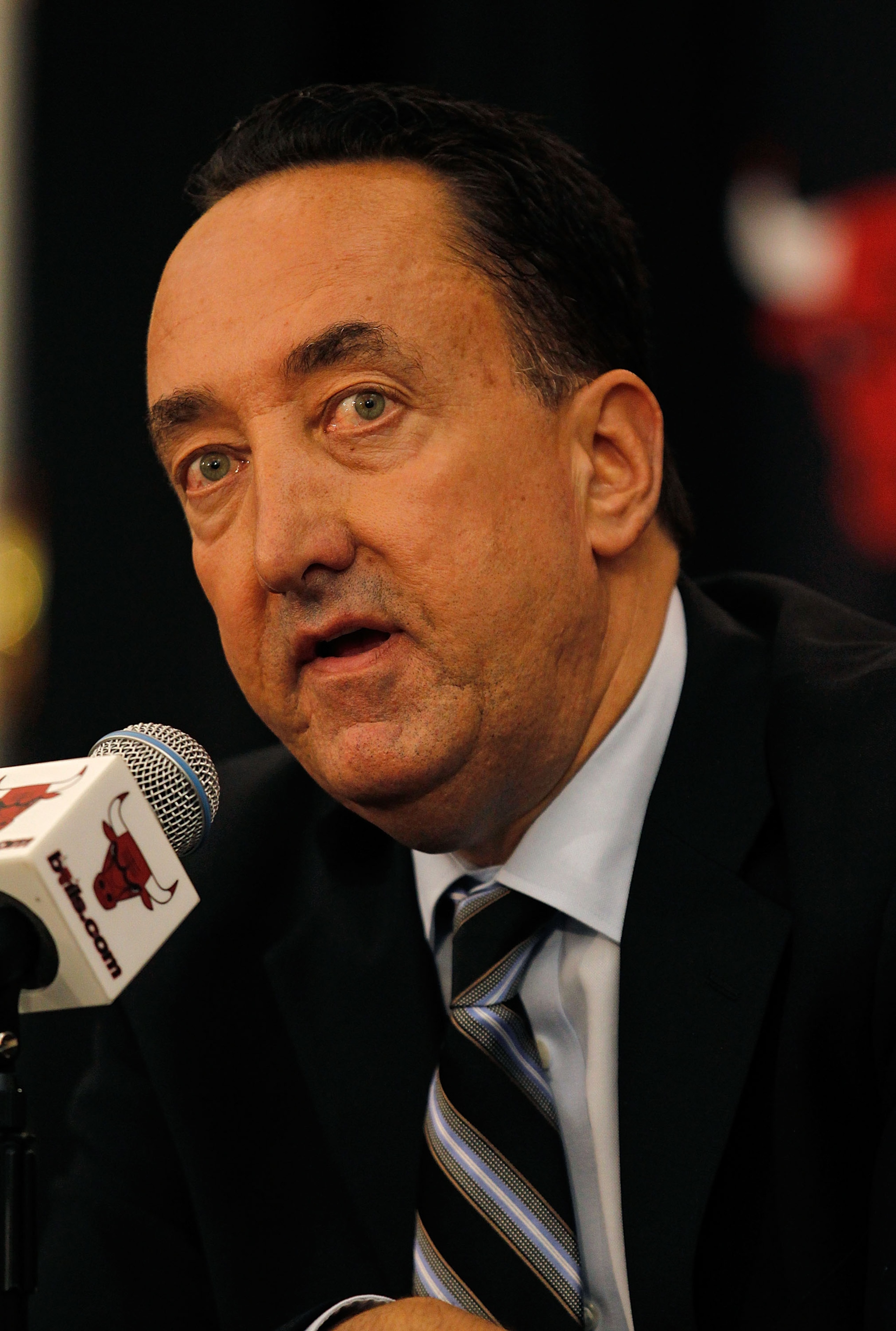 DEERFIELD, IL - JUNE 23: General manager Gar Forman of the Chicago Bulls announces that Tom Thibodeau, formally an assistant coach with the Boston Celtics, will become the new head coach of the Bulls during a press conference at the Berto Center practice DEERFIELD, IL - JUNE 23: General manager Gar Forman of the Chicago Bulls announces that Tom Thibodeau, formally an assistant coach with the Boston Celtics, will become the new head coach of the Bulls during a press conference at the Berto Center practice