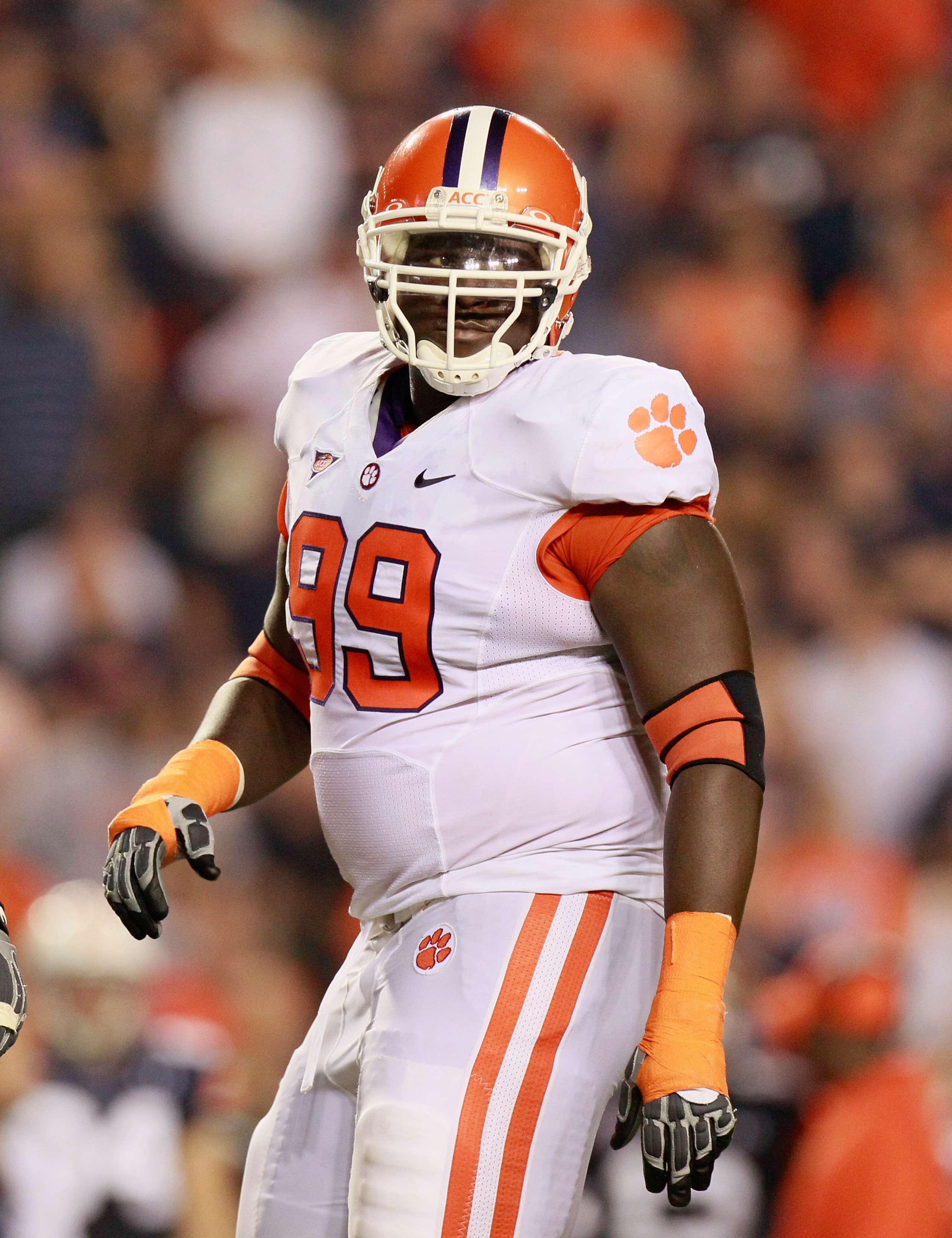 AUBURN, AL - SEPTEMBER 18:  Jarvis Jenkins #99 of the Clemson Tigers against the Auburn Tigers at Jordan-Hare Stadium on September 18, 2010 in Auburn, Alabama.  (Photo by Kevin C. Cox/Getty Images)