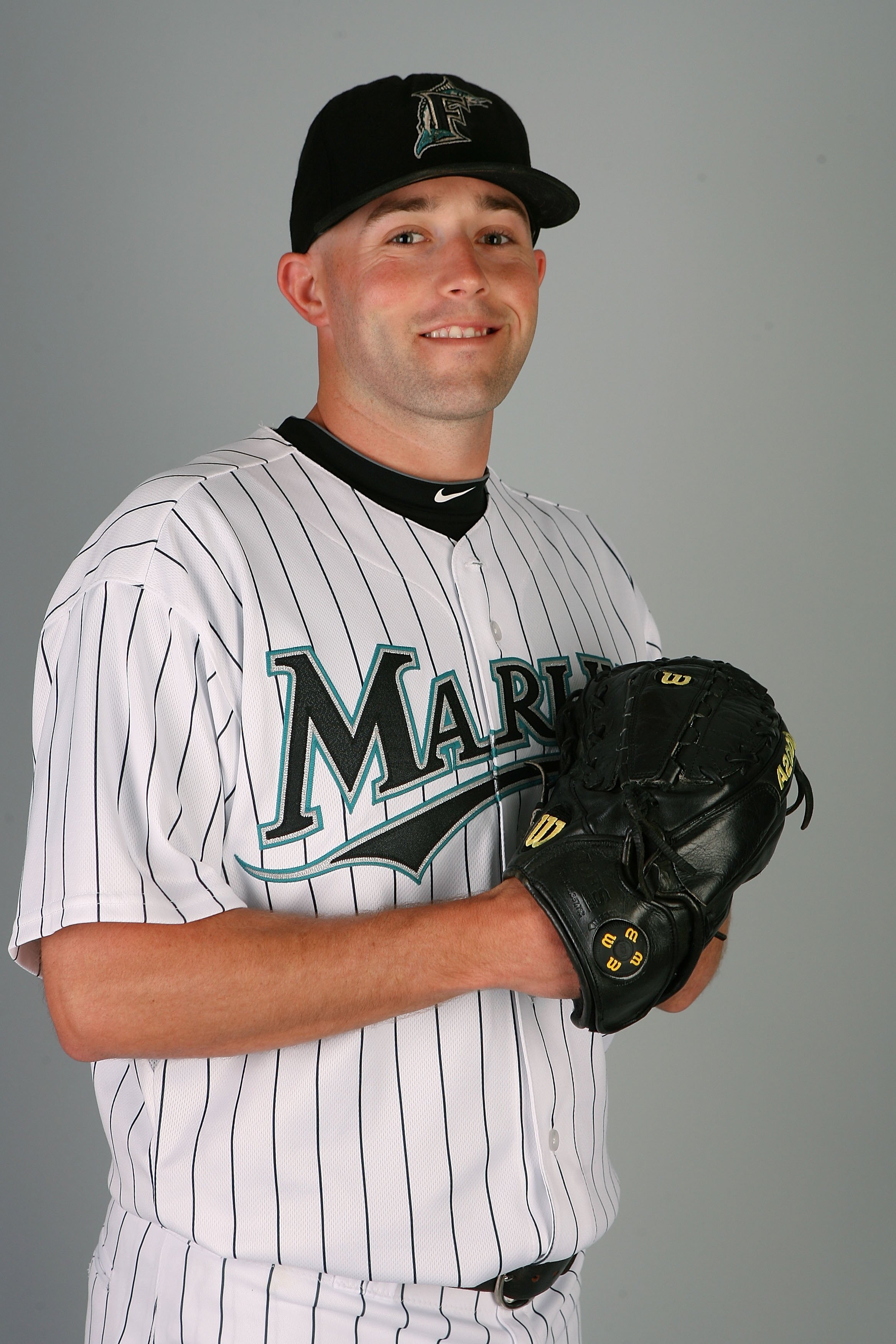 JUPITER, FL - MARCH 02:  Pitcher Taylor Tankersley #57 of the Florida Marlins poses during photo day at Roger Dean Stadium on March 2, 2010 in Jupiter, Florida.  (Photo by Doug Benc/Getty Images)