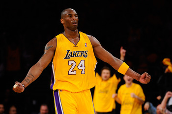 LOS ANGELES, CA - MAY 02:  Kobe Bryant #24 of the Los Angeles Lakers reacts after making a three-pointer in the third quarter while taking on the Dallas Mavericks in Game One of the Western Conference Semifinals in the 2011 NBA Playoffs at Staples Center