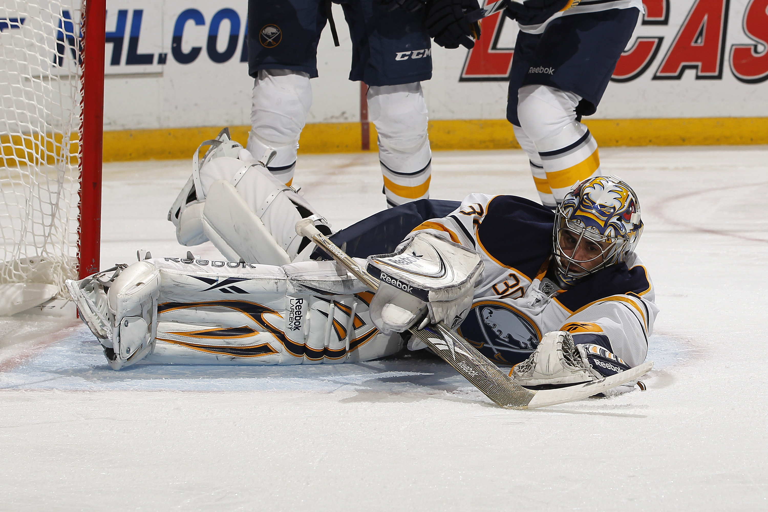 SUNRISE, FL - DECEMBER 17: Goaltender Ryan Miller #30 of the Buffalo Sabres makes a save against the Florida Panthers on December 17, 2010 at the BankAtlantic Center in Sunrise, Florida. The Panthers defeated the Sabres 6-2. (Photo by Joel Auerbach/Getty