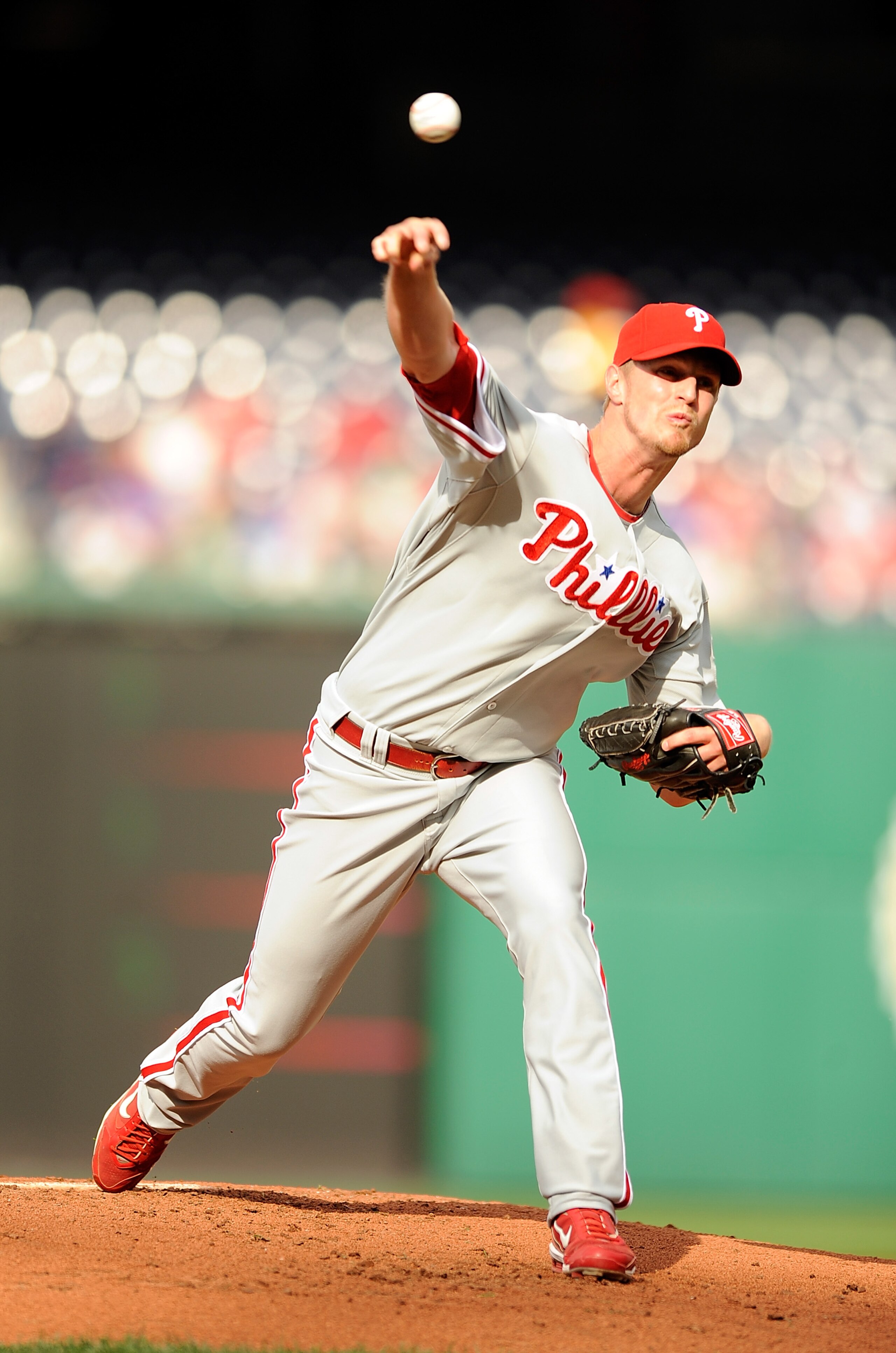 WASHINGTON - APRIL 08:  Kyle Kendrick #38 of the Philadelphia Phillies pitches against the Washington Nationals at Nationals Park on April 8, 2010 in Washington, DC.  (Photo by Greg Fiume/Getty Images)