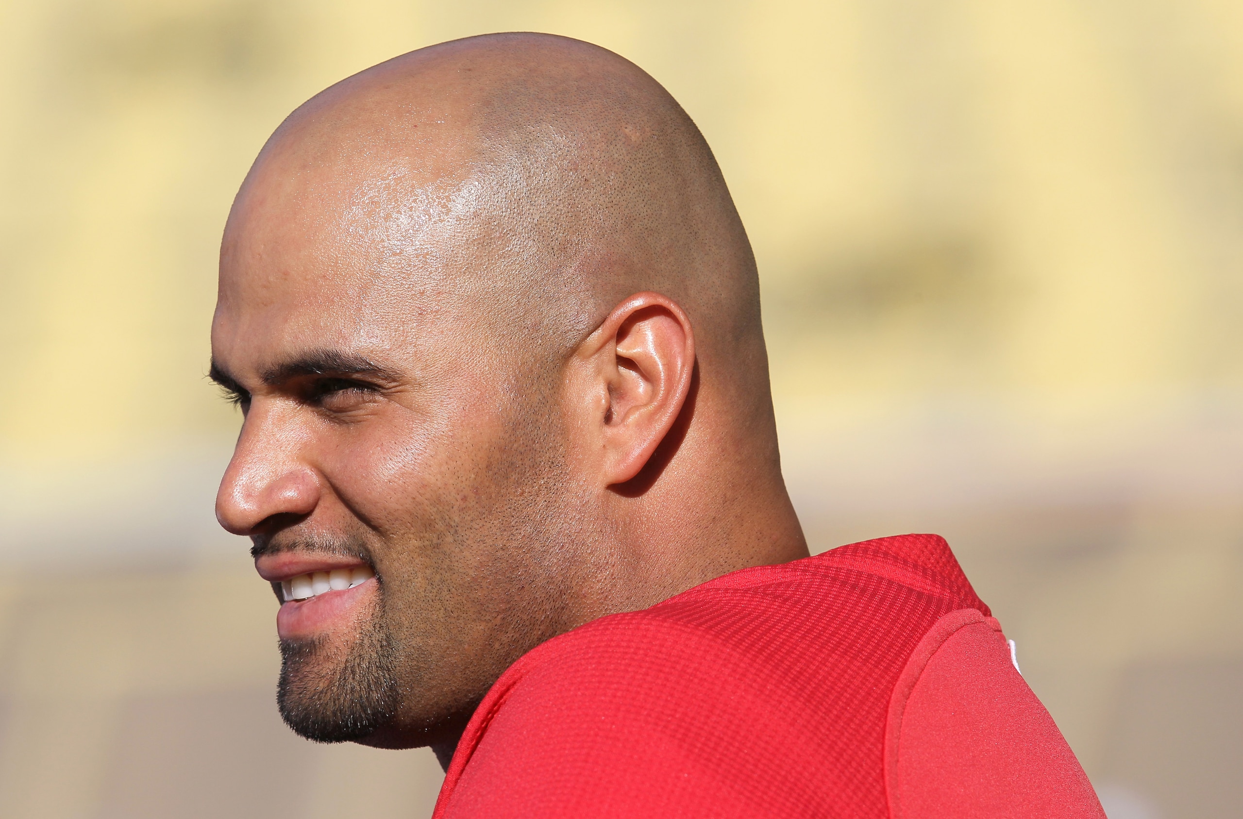 LOS ANGELES, CA - JUNE 07:  Luis Pujols #5 of the St. Louis Cardinals during warmups before the game with the Los Angeles Dodgers on June 7, 2010 at Dodger Stadium in Los Angeles, California.  (Photo by Stephen Dunn/Getty Images)