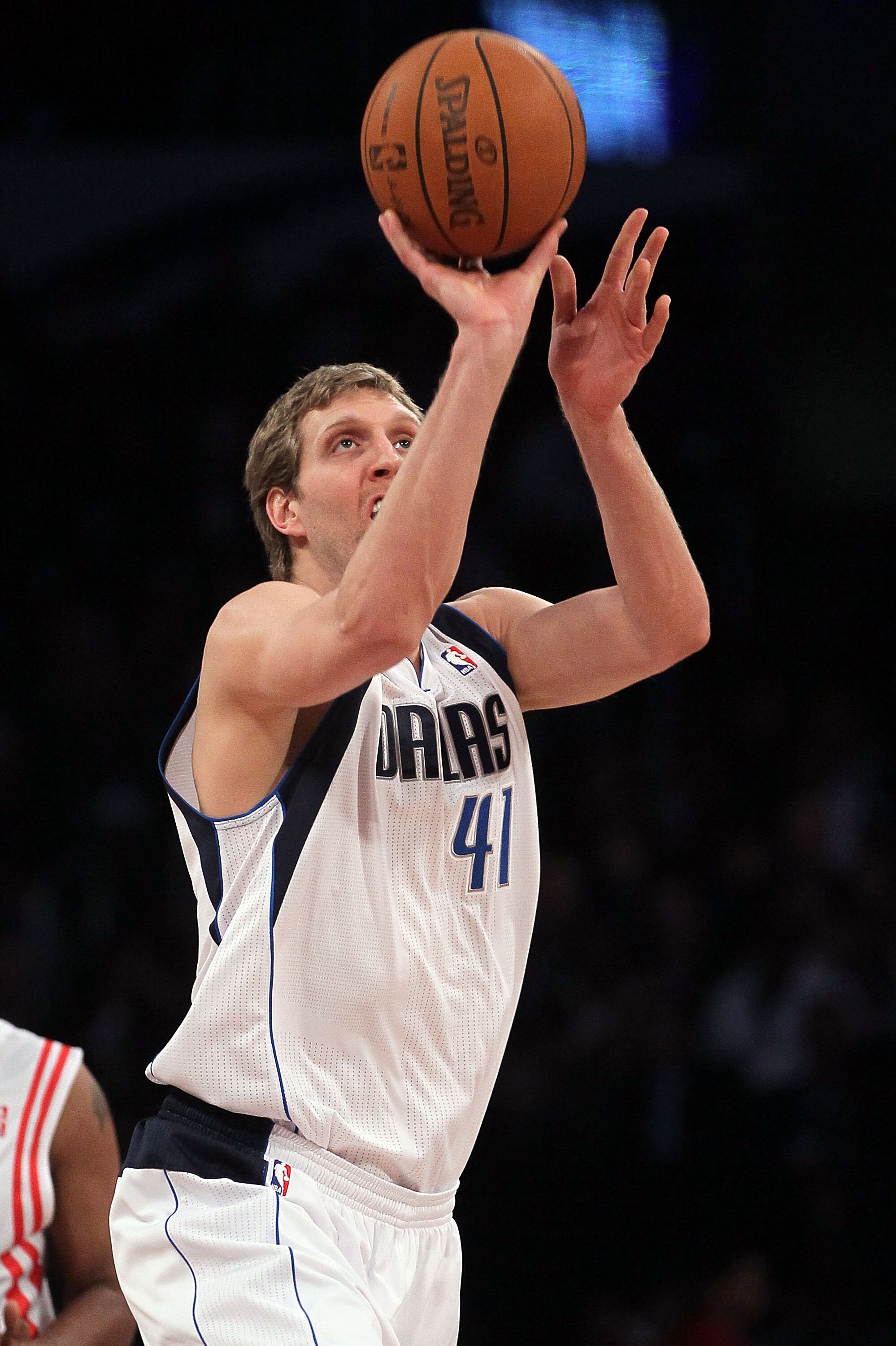 LOS ANGELES, CA - FEBRUARY 19:  Dirk Nowitzki of the Dallas Mavericks and playing for Team Texas competes in the Haier Shooting Stars Competition apart of NBA All-Star Saturday Night at Staples Center on February 19, 2011 in Los Angeles, California.  (Pho