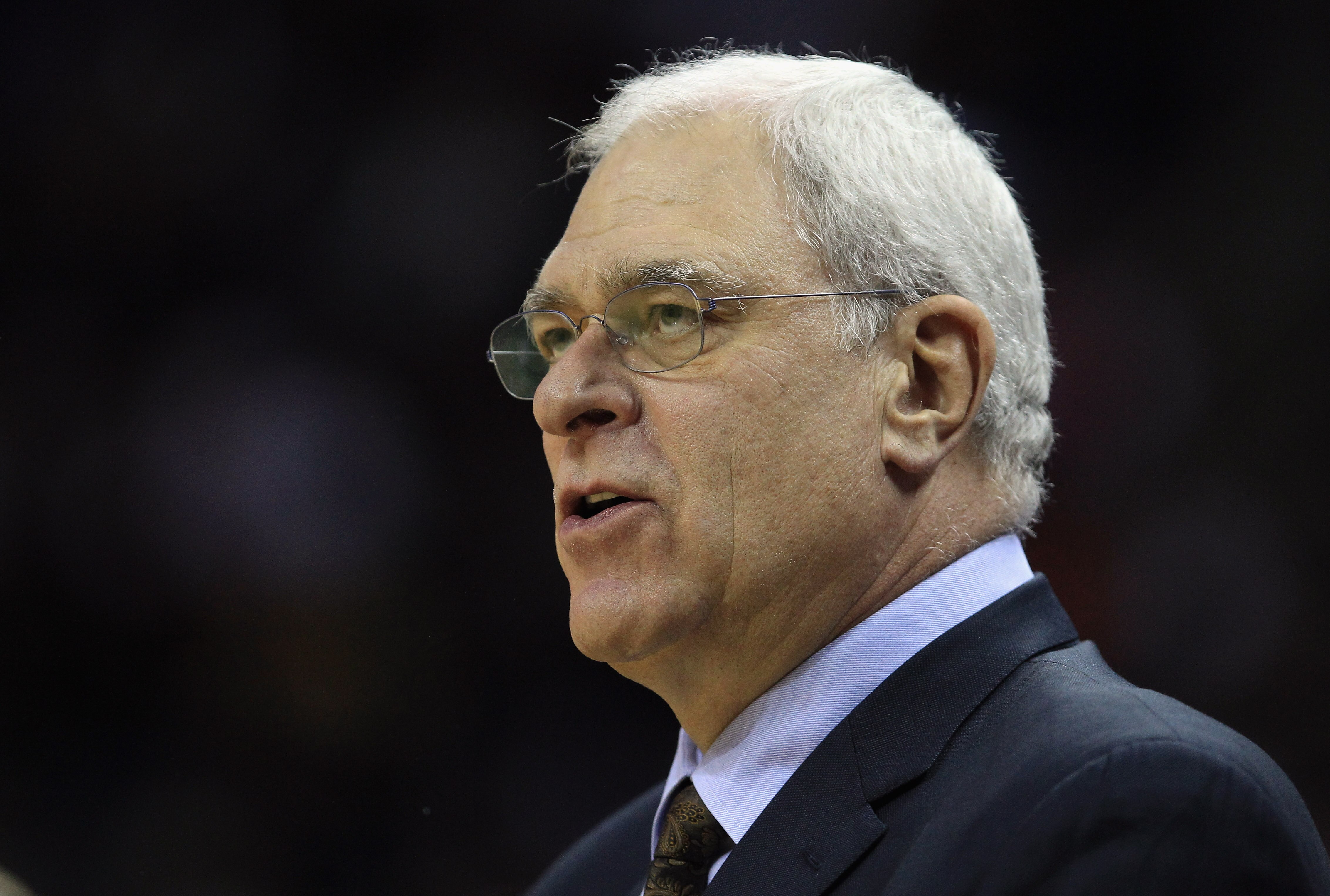 CHARLOTTE, NC - FEBRUARY 14:  Head coach Phil Jackson of the Los Angeles Lakers against the Charlotte Bobcats during their game at Time Warner Cable Arena on February 14, 2011 in Charlotte, North Carolina. NOTE TO USER: User expressly acknowledges and agr