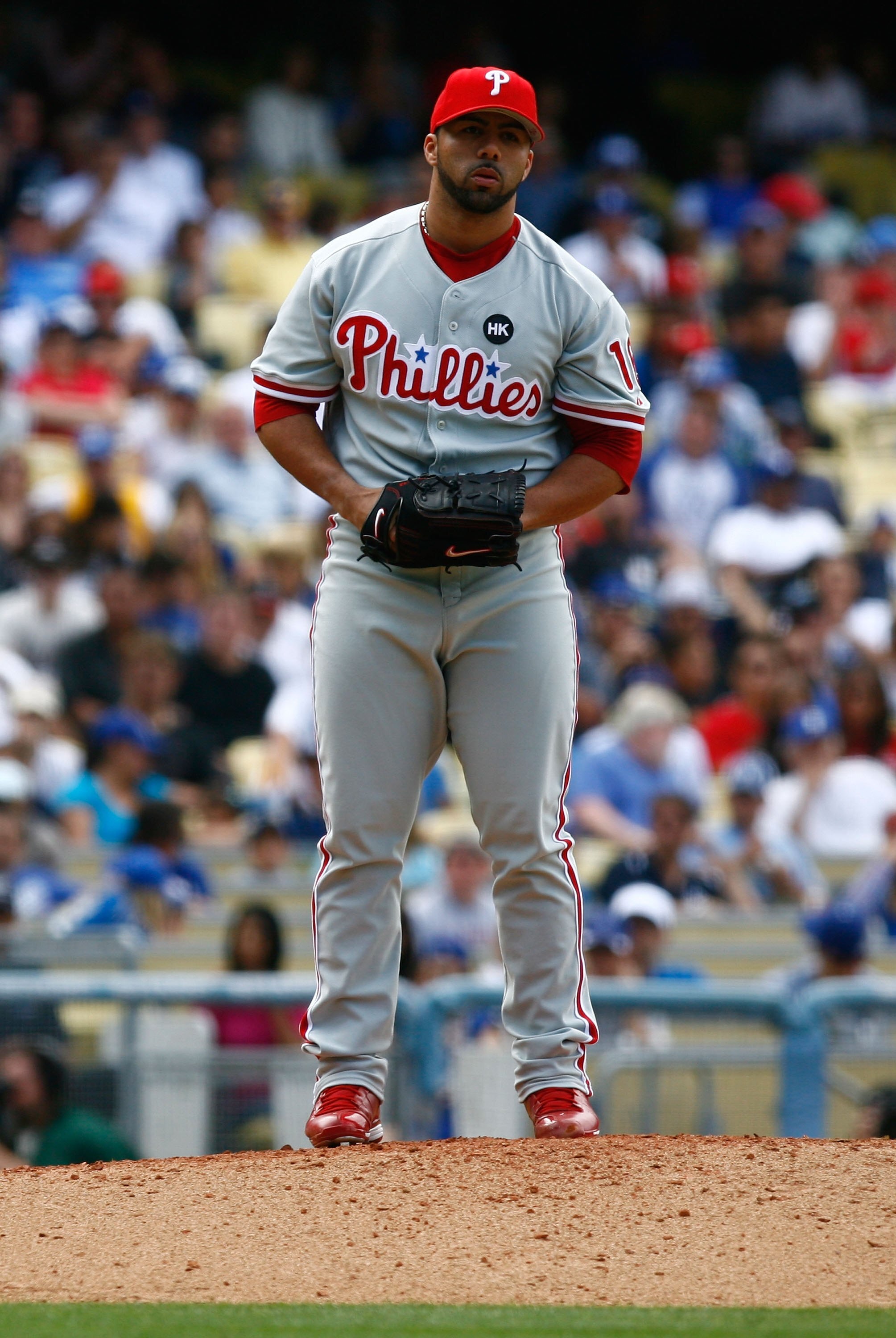 LOS ANGELES, CA - JUNE 06:  Relief pitcher J.C. Romero #16 of the Philadelphia Phillies pitches against the Los Angeles Dodgers at Dodger Stadium on June 6, 2009 in Los Angeles, California. The Dodgers defeated the Phillies 3-2 in 12 innings.  (Photo by J