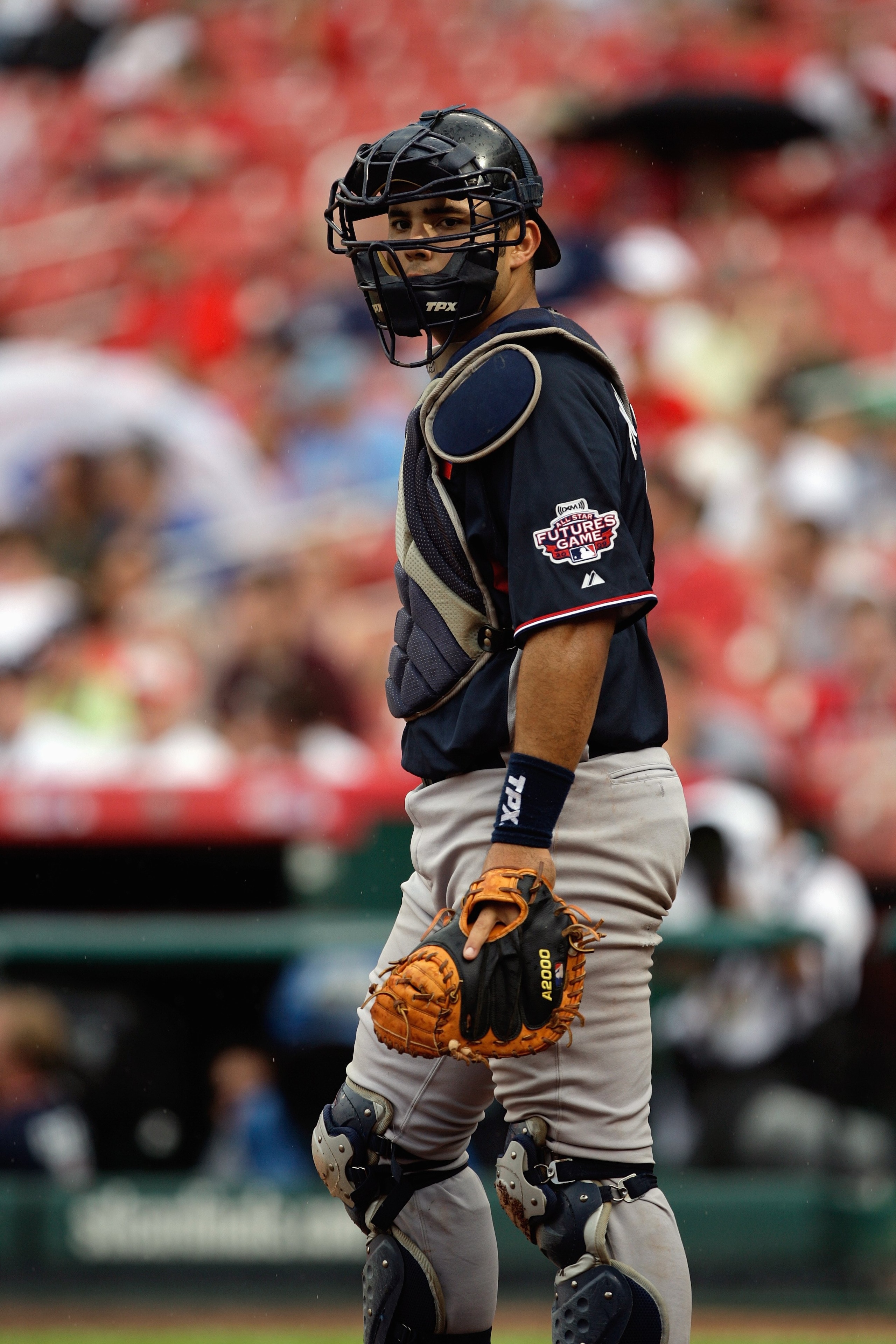 ST. LOUIS, MO - JULY 12:  World Futures All-Star Jesus Montero of the New York Yankees looks on during the 2009 XM All-Star Futures Game at Busch Stadium on July 12, 2009 in St. Louis, Missouri. (Photo by Jamie Squire/Getty Images)