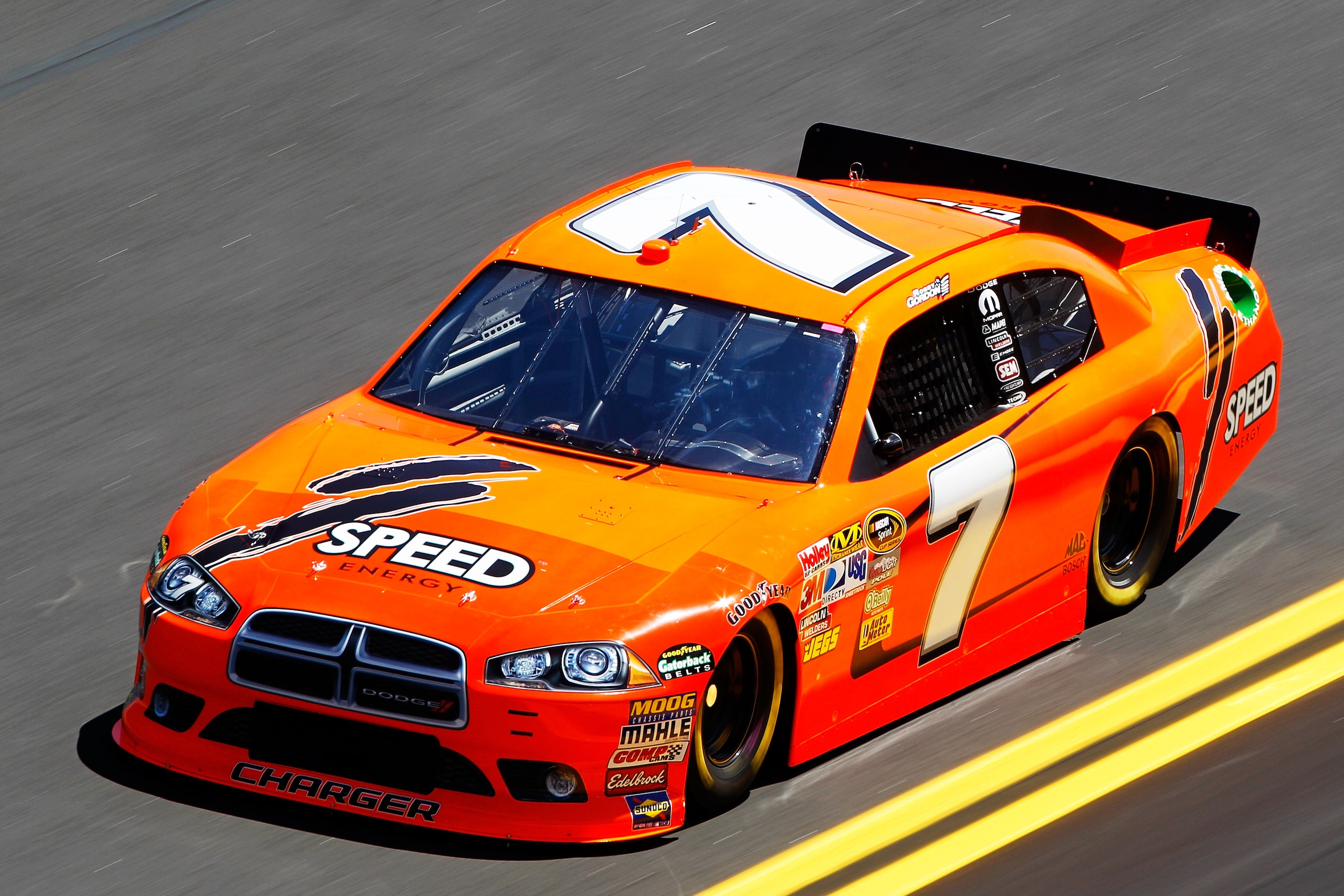 DAYTONA BEACH, FL - FEBRUARY 12: Robby Gordon, driver of the #7 Speed Energy Dodge, practices for the NASCAR Sprint Cup Series Daytona 500 at Daytona International Speedway on February 12, 2011 in Daytona Beach, Florida. (Photo by Chris Graythen/Getty I DAYTONA BEACH, FL - FEBRUARY 12: Robby Gordon, driver of the #7 Speed Energy Dodge, practices for the NASCAR Sprint Cup Series Daytona 500 at Daytona International Speedway on February 12, 2011 in Daytona Beach, Florida. (Photo by Chris Graythen/Getty I