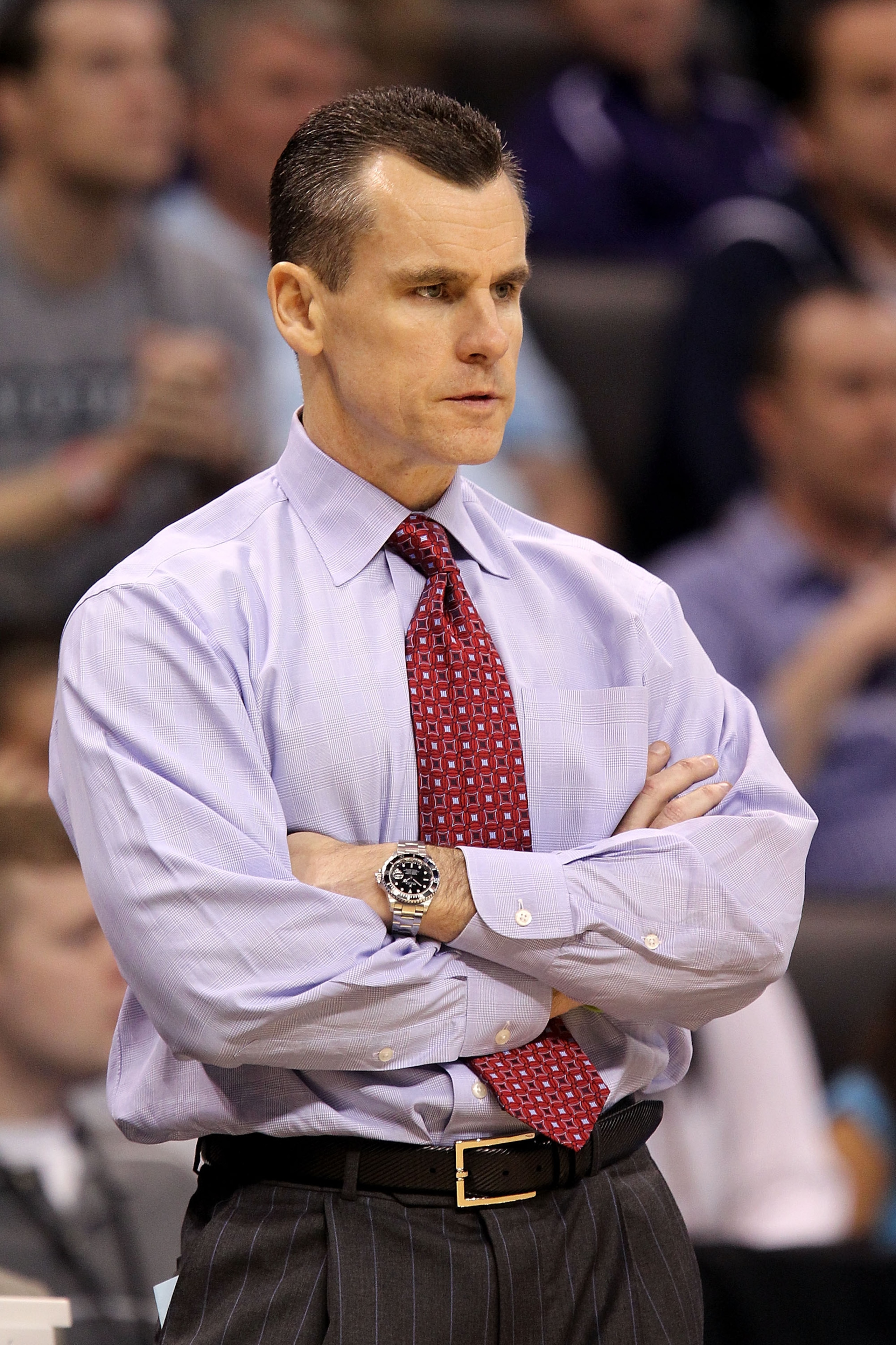 OKLAHOMA CITY - MARCH 18:  Head coach Billy Donovan of the Florida Gators looks on as he coaches against the BYU Cougars during the first round of the 2010 NCAA menï¿½s basketball tournament at Ford Center on March 18, 2010 in Oklahoma City, Oklahoma.  (Pho