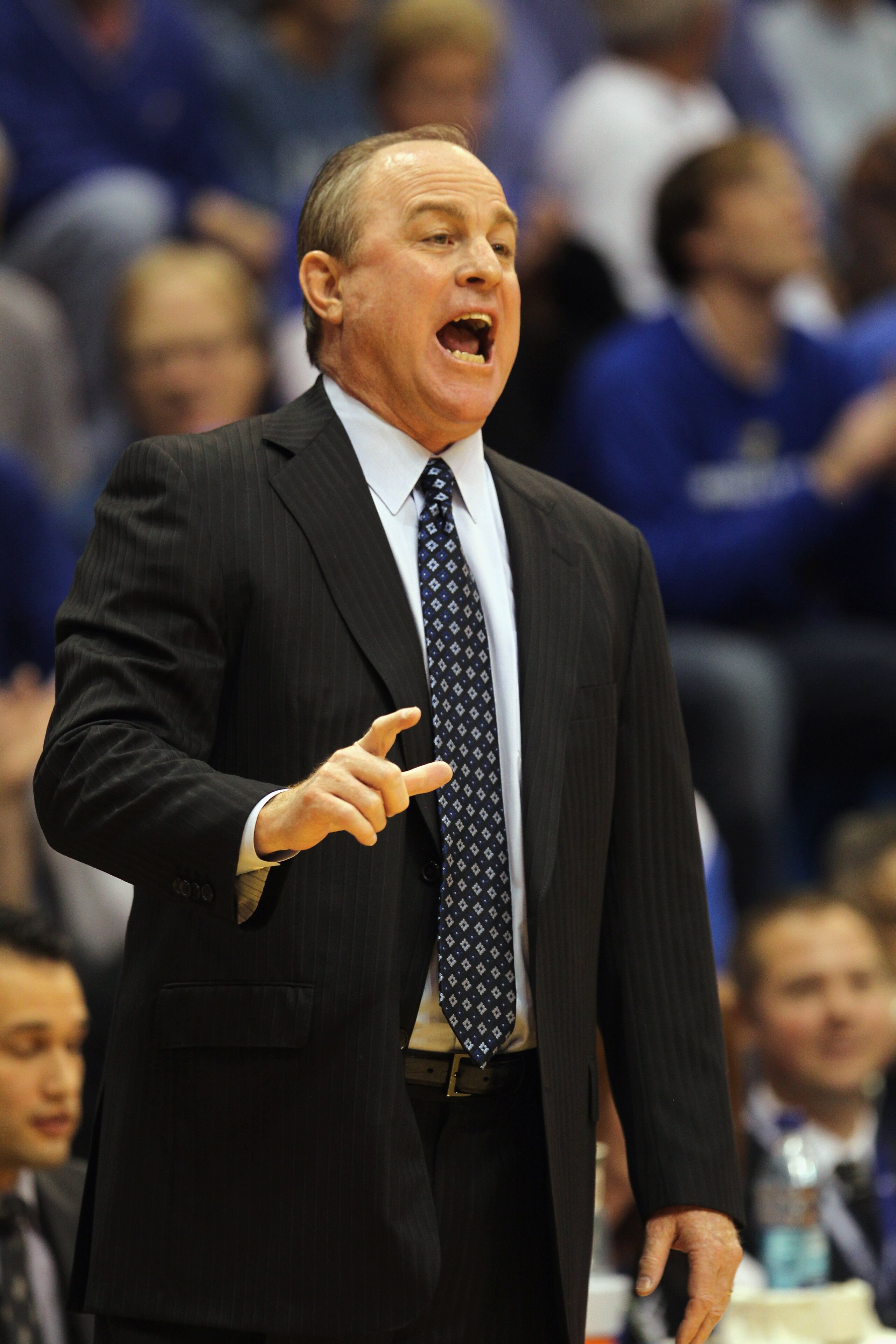 LAWRENCE, KS - DECEMBER 02:  Head coach Ben Howland of the UCLA Bruins in action during the game against the Kansas Jayhawks on December 2, 2010 at Allen Fieldhouse in Lawrence, Kansas.  (Photo by Jamie Squire/Getty Images)