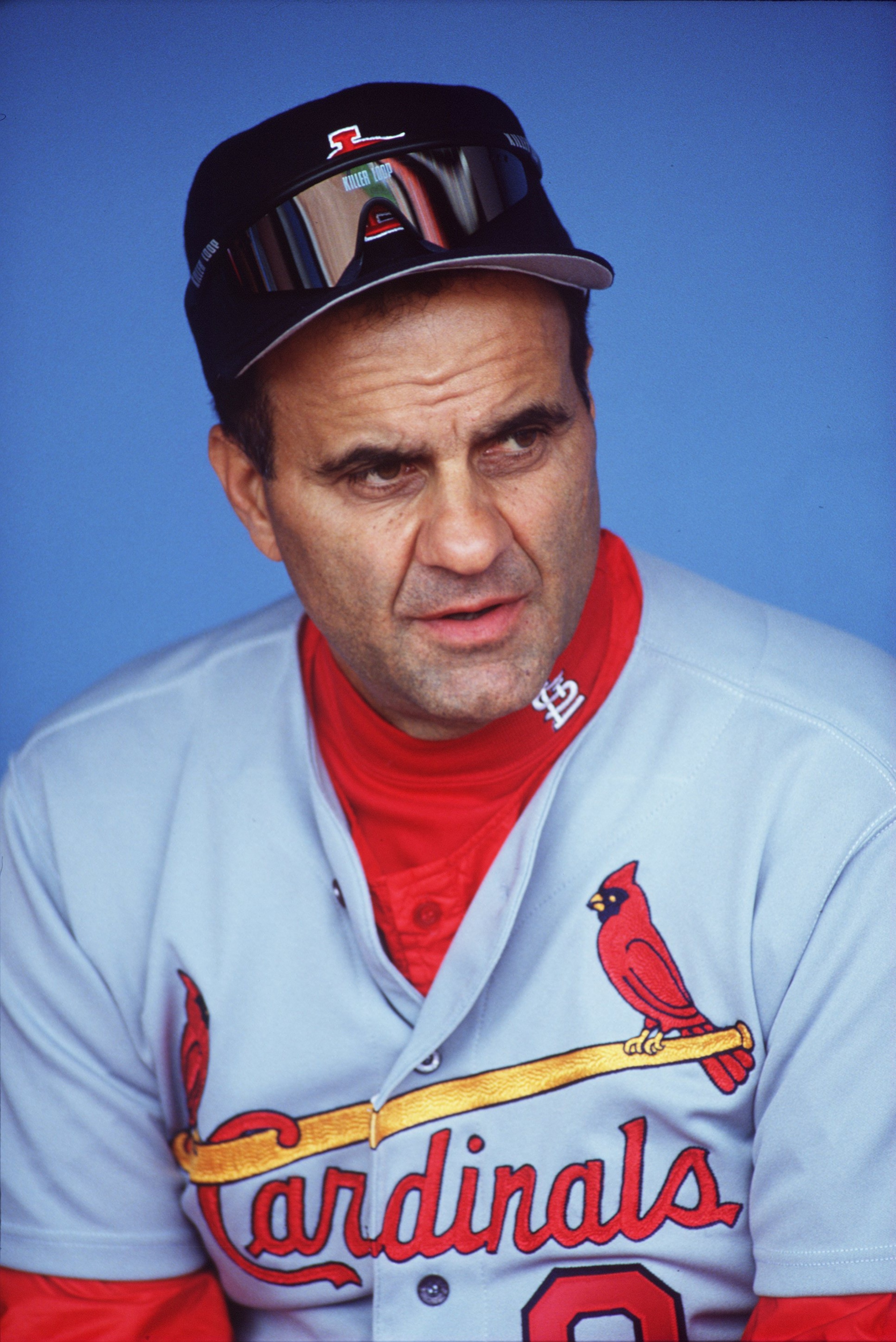 14 MAY 1995:  JOE TORRE, MANAGER OF THE ST. LOUIS CARDINALS, RELAXES IN THE DUGOUT DURING HIS TEAM's 6-5 WIN OVER THE LOS ANGELES DODGERS AT DODGER STADIUM IN LOS ANGELES, CALIFORNIA. Mandatory Credit: Stephen Dunn/ALLSPORT