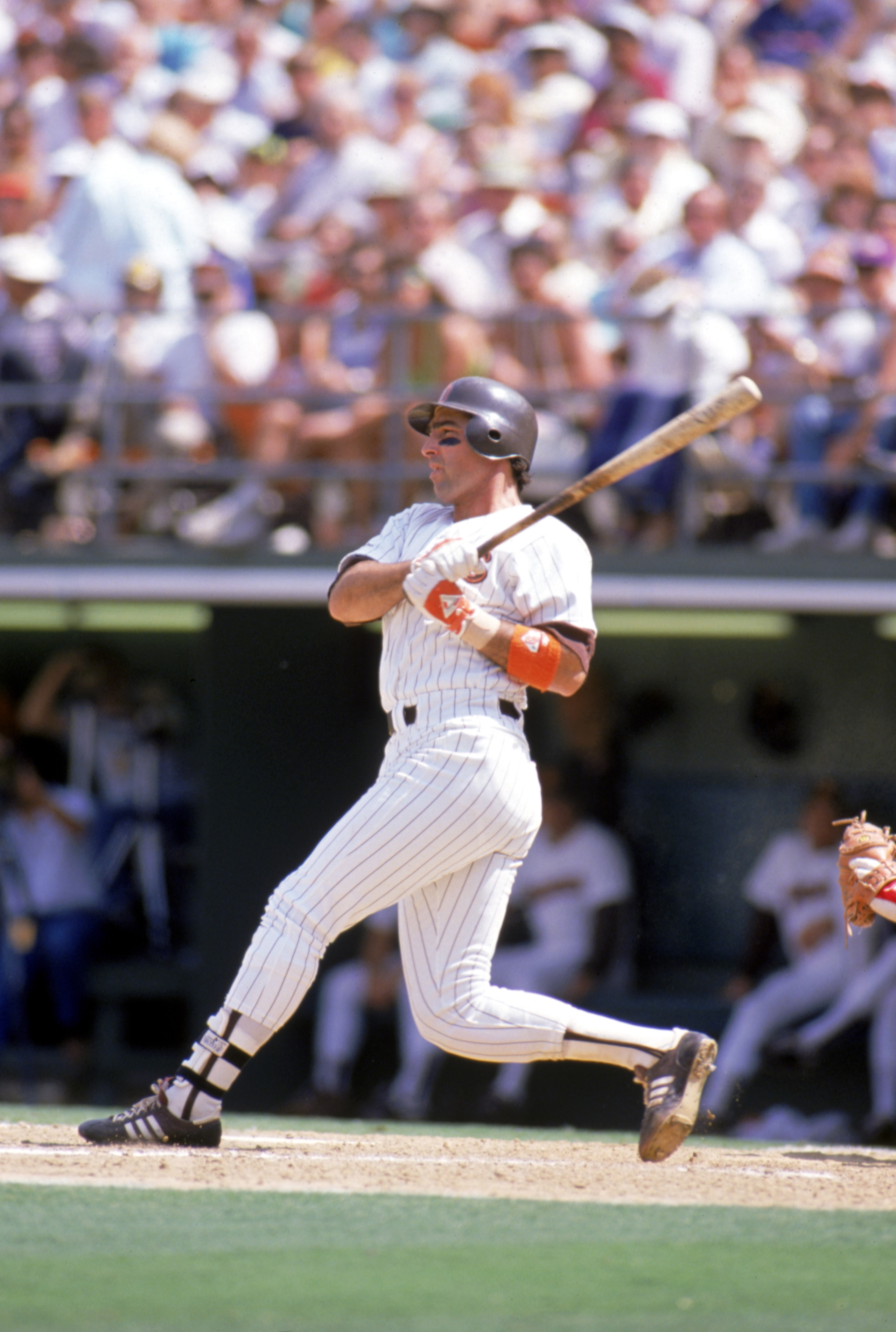 1989:  Jack Clark of the San Diego Padres watches the ball  during the 1989 season. (Photo by Tim DeFrisco/Getty Images)