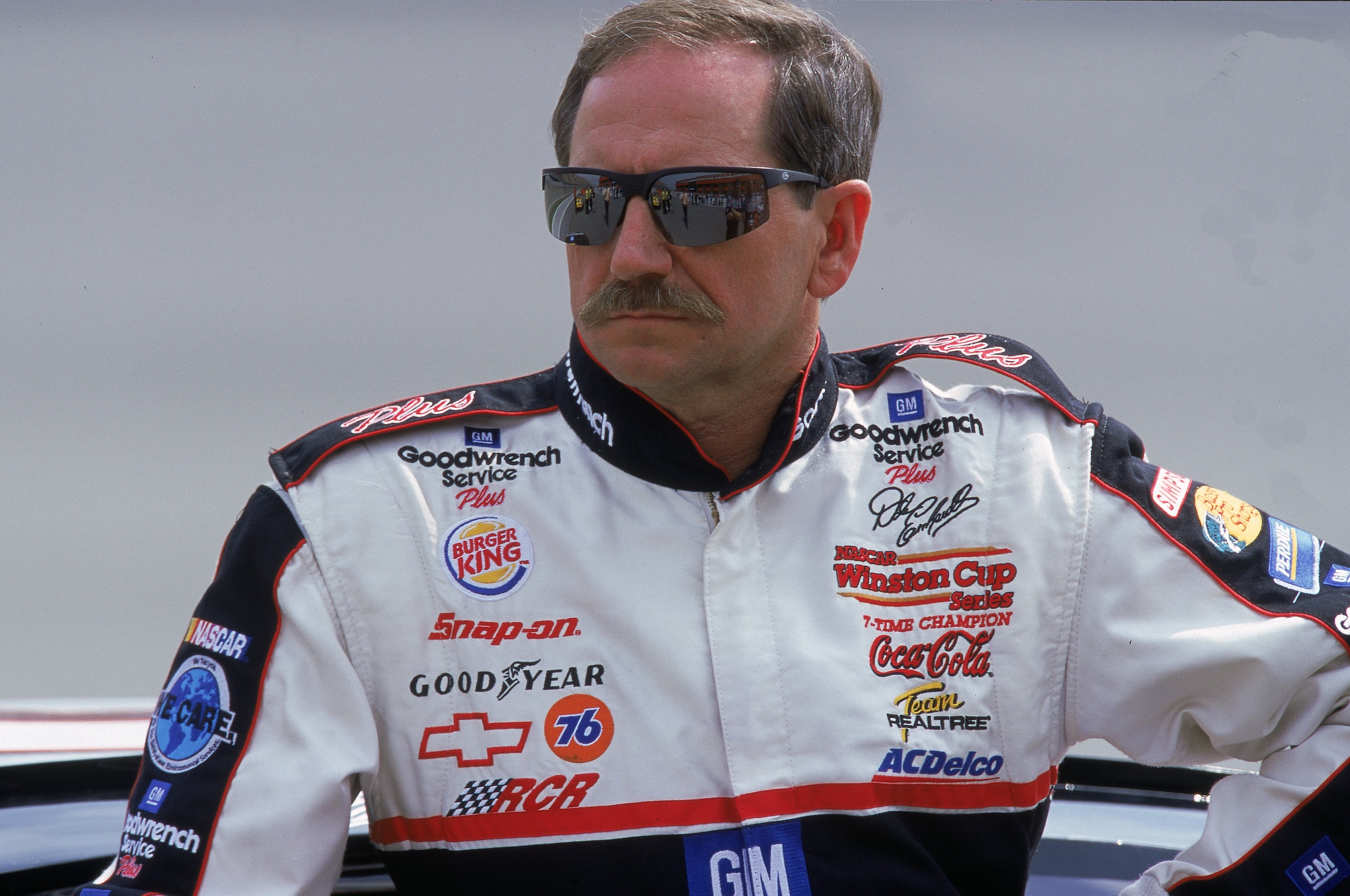 28 Apr 2000: Dale Earnhardt Sr. #3 is watching the action during the NAPA Auto Parts 500, Part of the NASCAR Winston Cup Series, at the California Speedway in Fontana, California. Mandatory Credit: Jon Ferrey  /Allsport