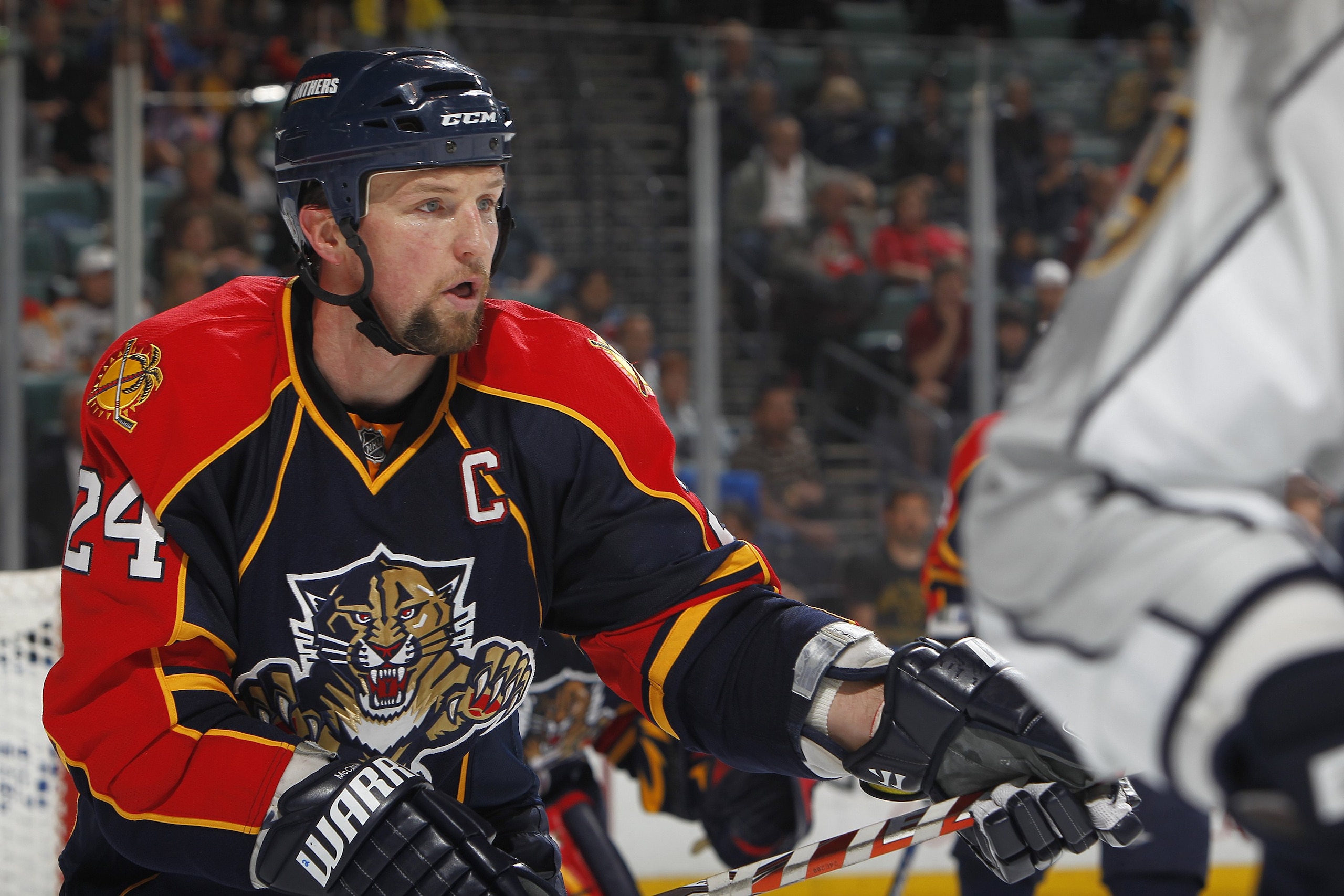 SUNRISE, FL - MARCH 29: Bryan McCabe #24 of the Florida Panthers skates against the Nashville Predators in the second period on March 29, 2010 at the BankAtlantic Center in Sunrise, Florida. The Predators defeated the Panthers 3-2 in overtime. (Photo by J