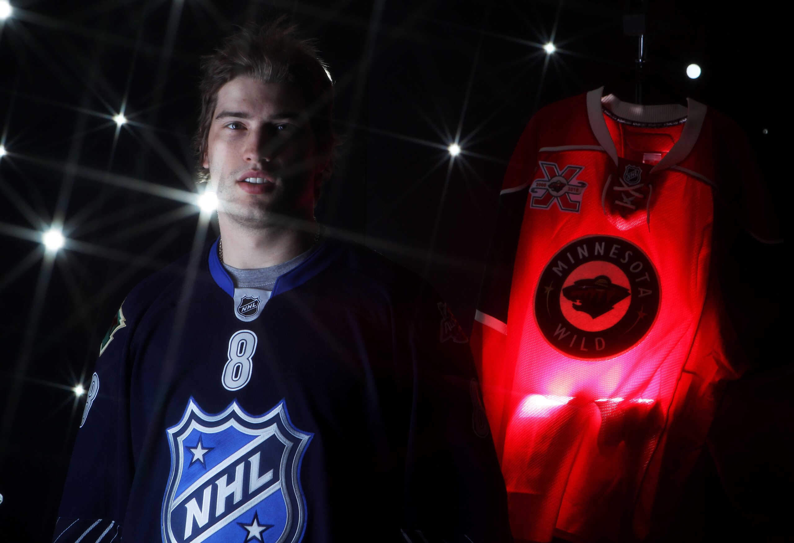 RALEIGH, NC - JANUARY 30:  (EDITORS NOTE: A special effects camera filter was used for this image.) Brent Burns #8 of the Minnesota Wild for Team Lidstrom poses for a portrait before the 58th NHL All-Star Game at RBC Center on January 30, 2011 in Raleigh,