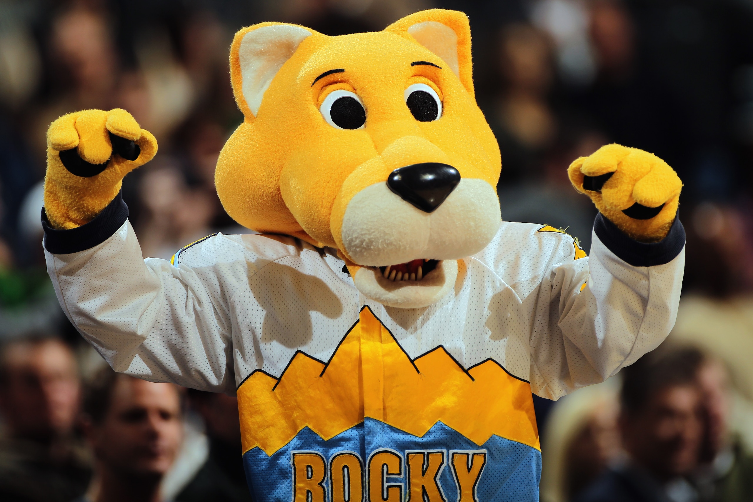 DENVER - NOVEMBER 16:  Rocky, the mascot of the Denver Nuggets, supports his team against the New York Knicks at the Pepsi Center on November 16, 2010 in Denver, Colorado. The Nuggets defeated the Knicks 120-118. NOTE TO USER: User expressly acknowledges 