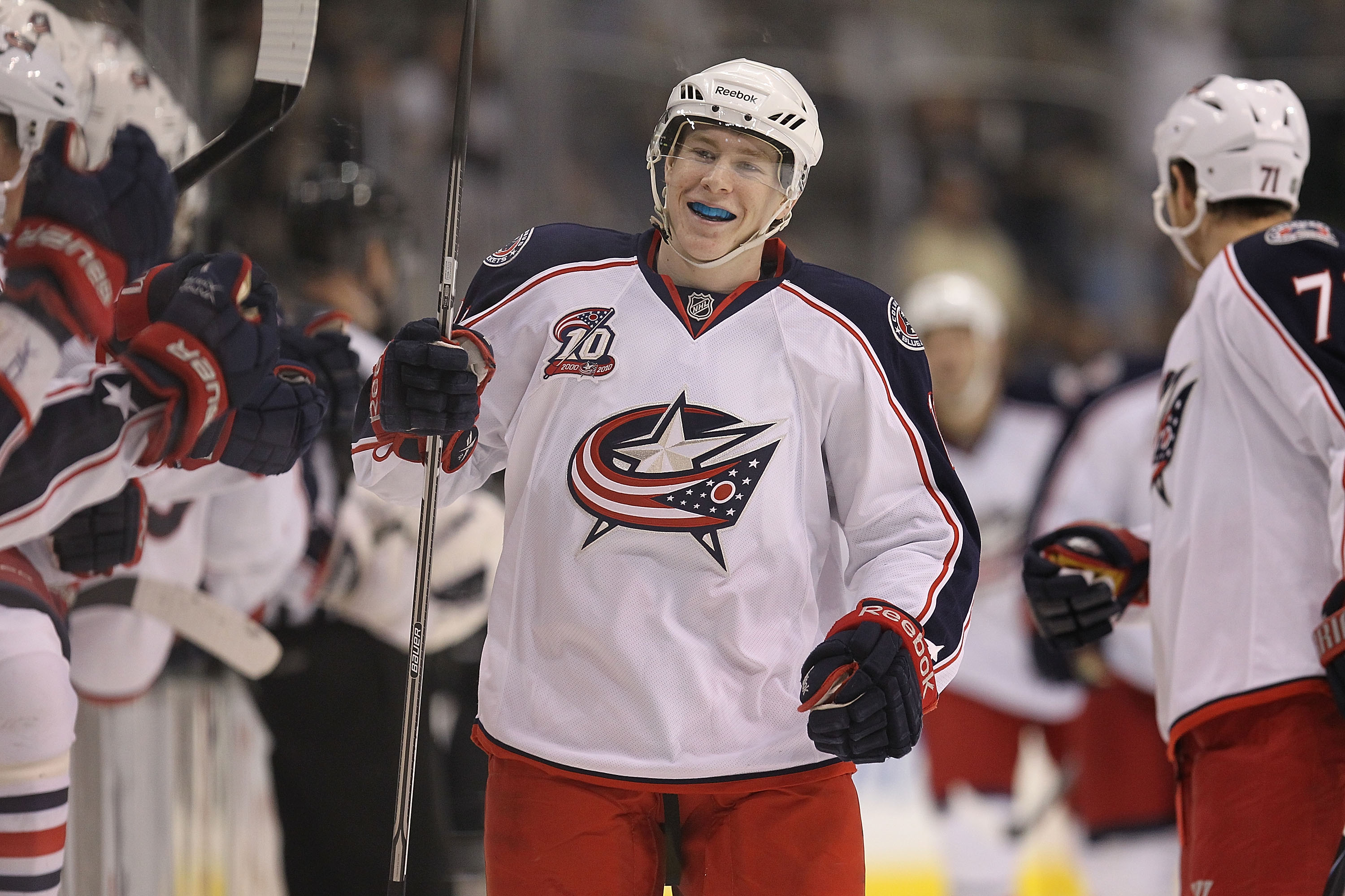 DALLAS, TX - FEBRUARY 13: Left wing Matt Calvert #11 of the Columbus Blue Jackets at American Airlines Center on February 13, 2011 in Dallas, Texas. (Photo by Ronald Martinez/Getty Images)