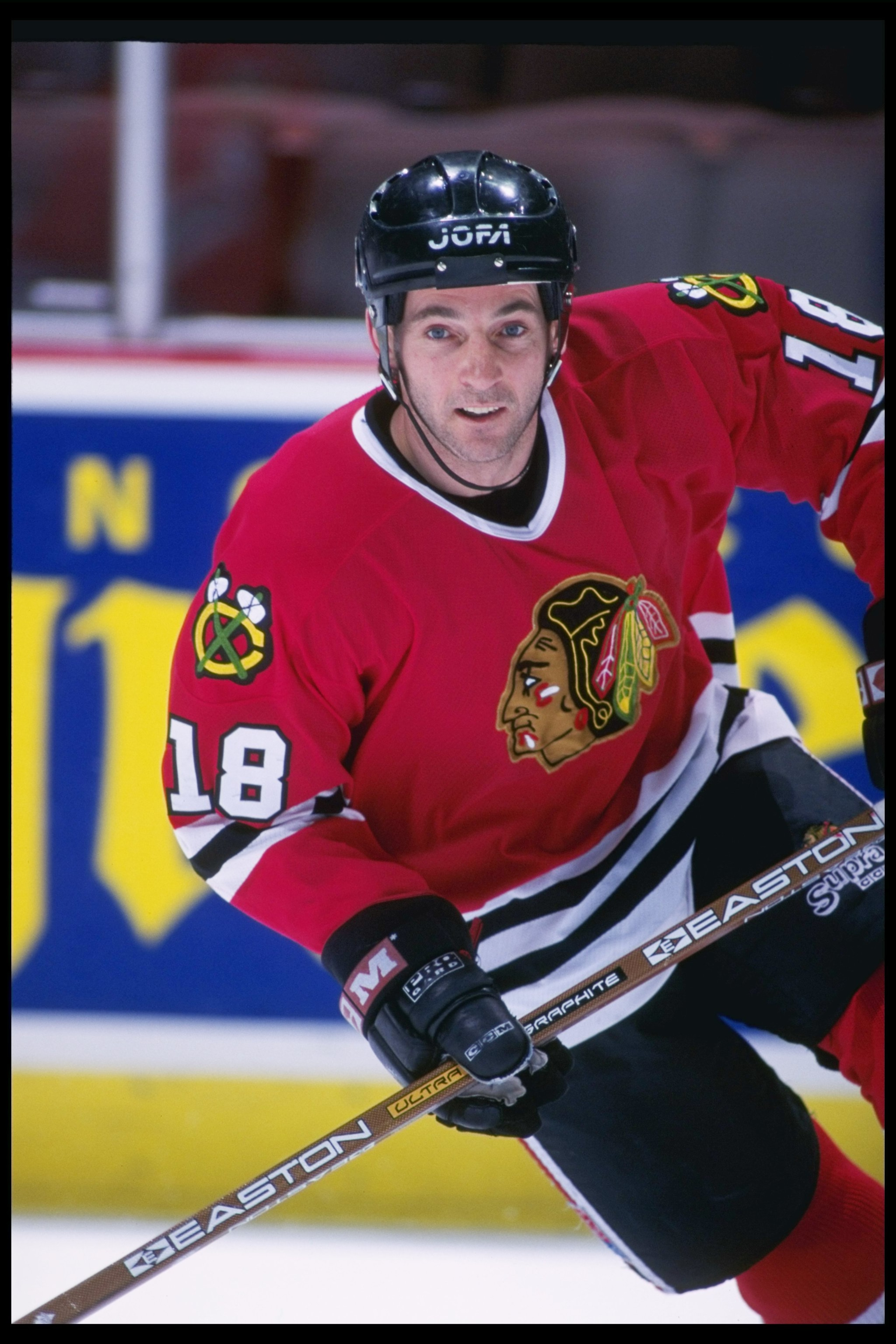 4 Feb 1996: Center Denis Savard of the Chicago Blackhawks skates down the ice during a game against Anaheim Mighty Ducks at Arrowhead Pond in Anaheim, California. The Blackhawks won the game 4-1.. Mandatory Credit: Glenn Cratty /Allsport 4 Feb 1996: Center Denis Savard of the Chicago Blackhawks skates down the ice during a game against Anaheim Mighty Ducks at Arrowhead Pond in Anaheim, California. The Blackhawks won the game 4-1.. Mandatory Credit: Glenn Cratty /Allsport