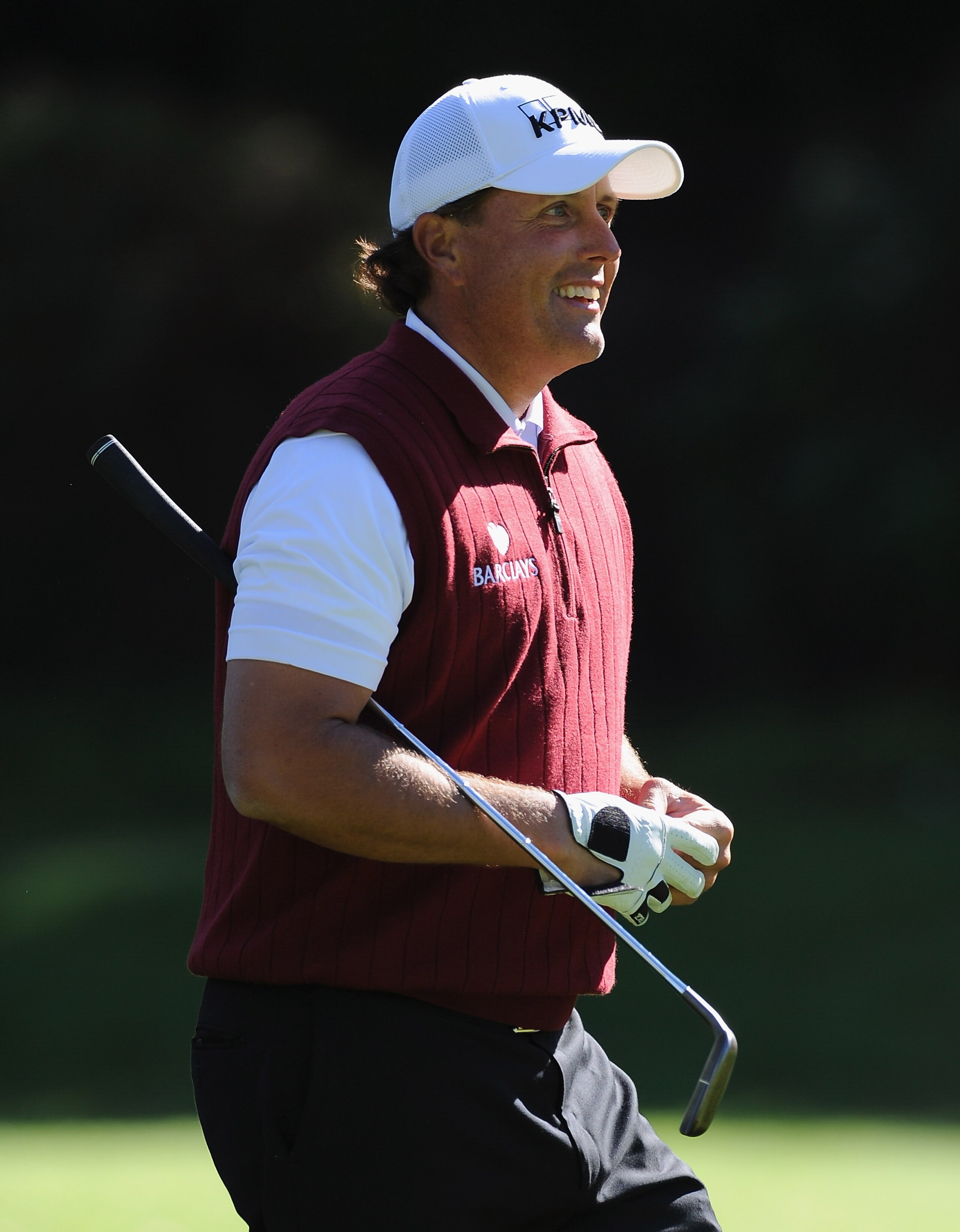 PACIFIC PALISADES, CA - FEBRUARY 20:  Phil Mickelson looks happy during the final round of the Northern Trust Open at Riviera Country Club on February 20, 2011 in Pacific Palisades, California.  (Photo by Stuart Franklin/Getty Images)