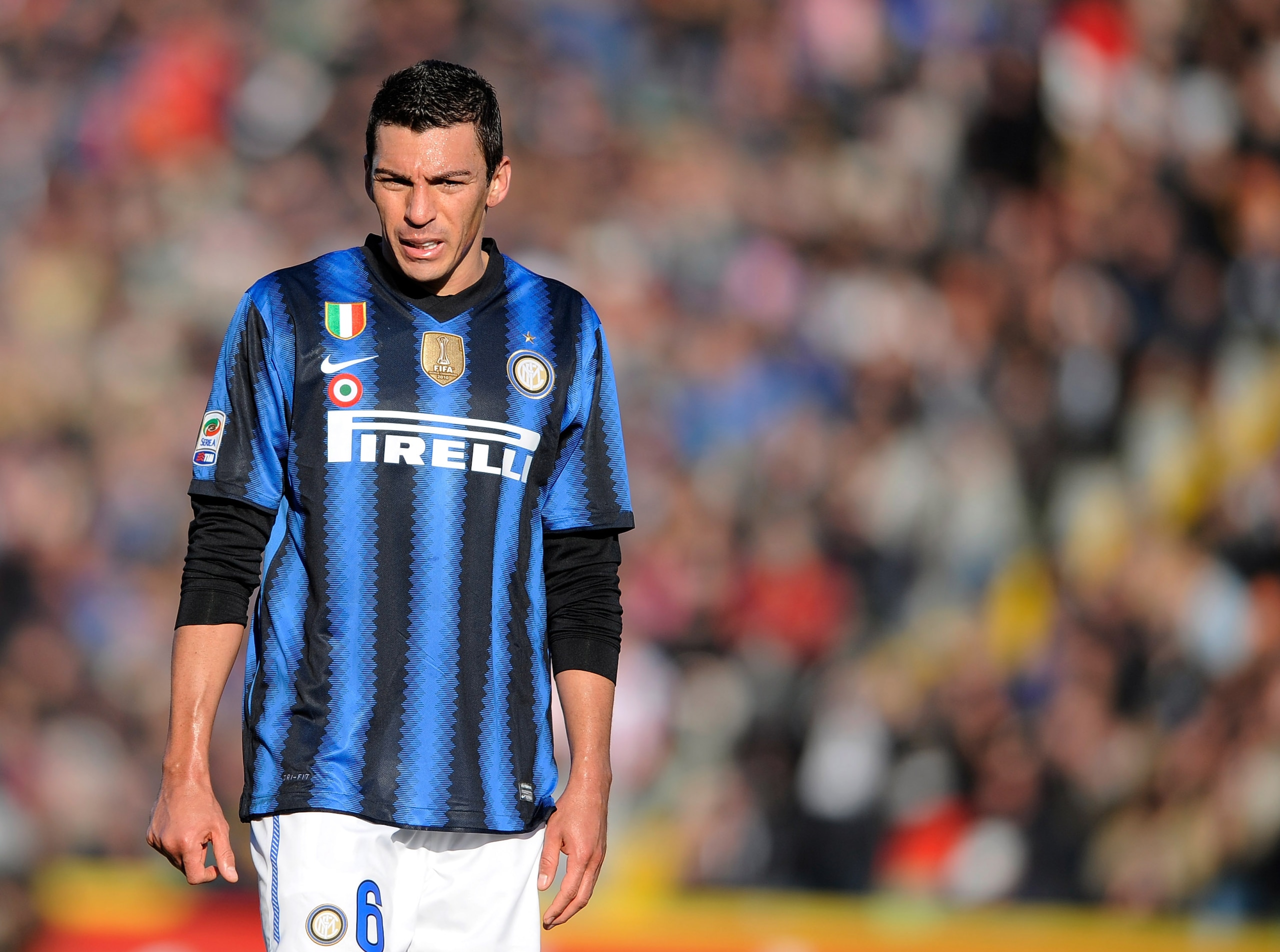 UDINE, ITALY - JANUARY 23:  Lucio of FC Internazionale Milano looks on during the Serie A match between Udinese Calcio and FC Internazionale Milano at Stadio Friuli on January 23, 2011 in Udine, Italy.  (Photo by Claudio Villa/Getty Images)