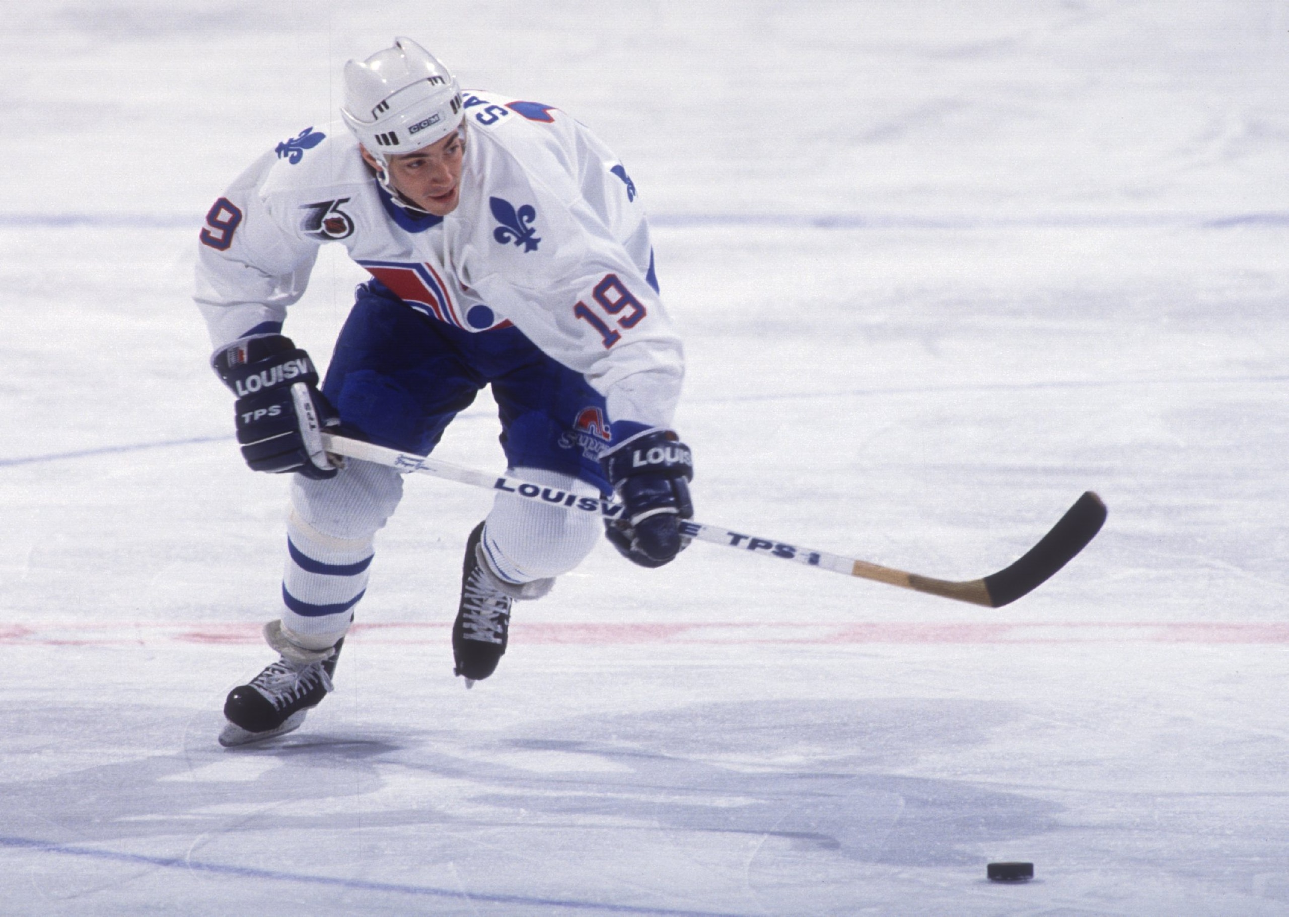 Joe Sakic of the Quebec Nordiques. Mandatory Credit: Rick Stewart/ALLSPORT Joe Sakic of the Quebec Nordiques. Mandatory Credit: Rick Stewart/ALLSPORT