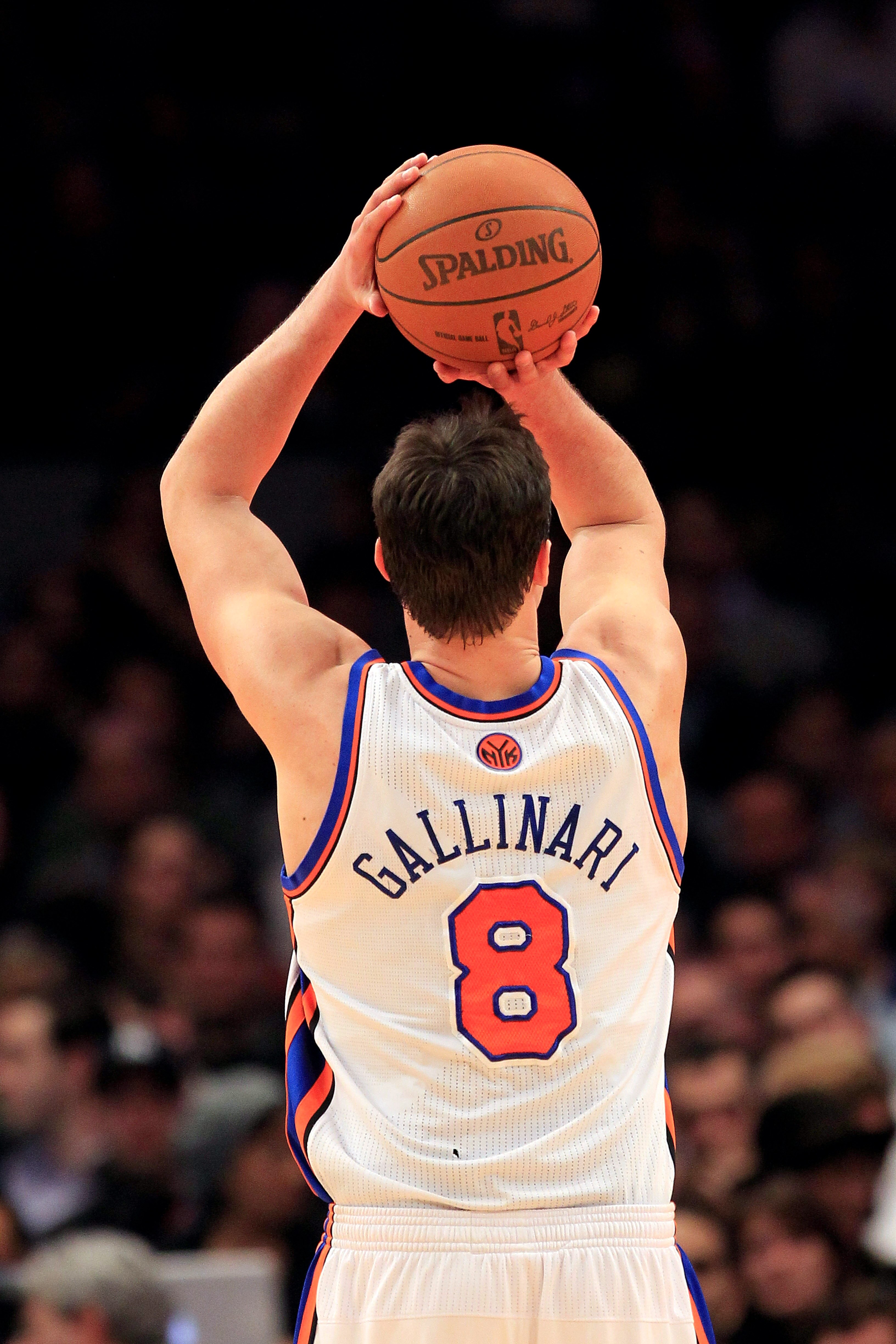 NEW YORK, NY - FEBRUARY 09:  Danilo Gallinari #8 of the New York Knicks shoots a free throw against the Los Angeles Clippers at Madison Square Garden on February 9, 2011 in New York City. NOTE TO USER: User expressly acknowledges and agrees that, by downl