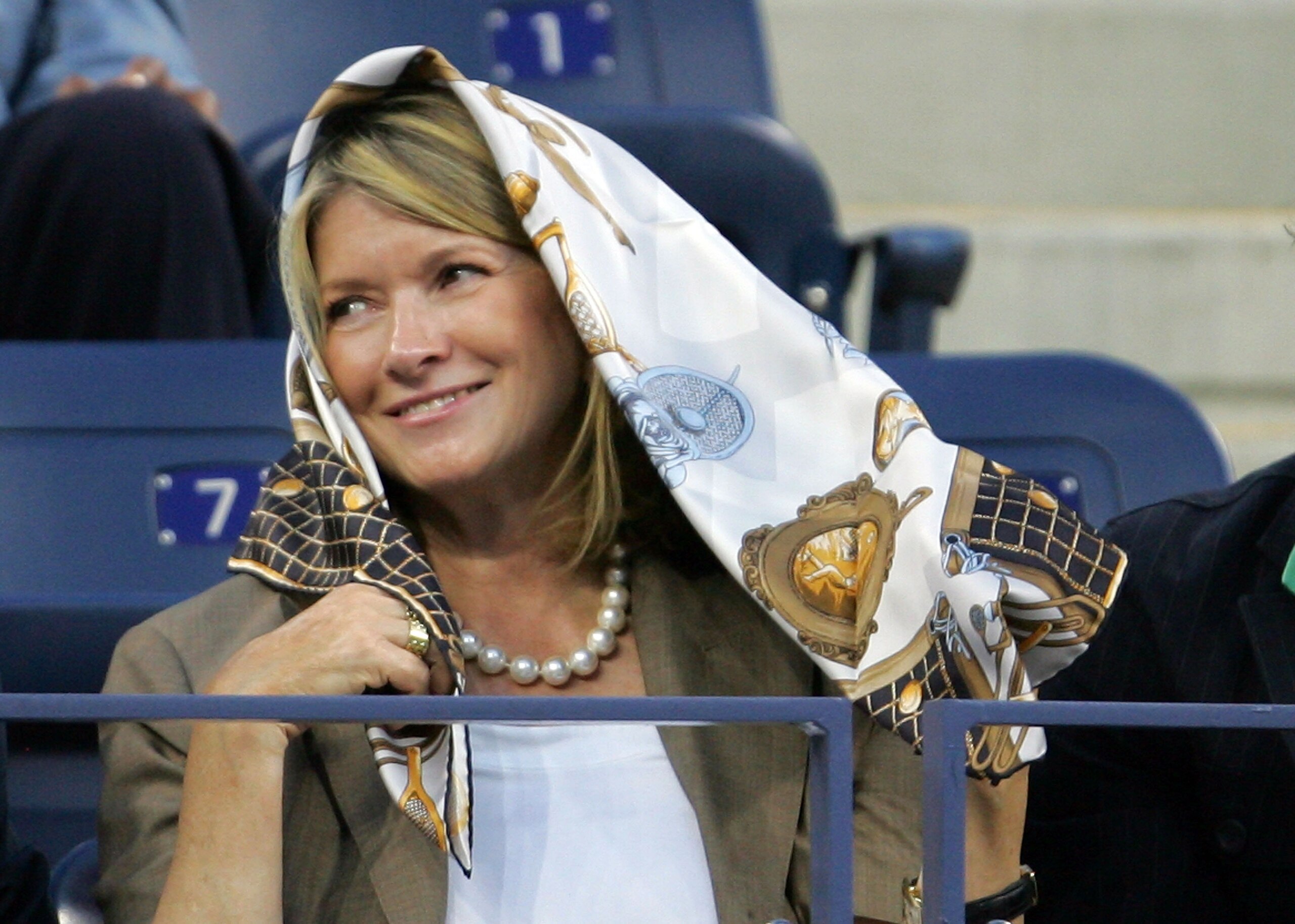 NEW YORK - AUGUST 27:  Martha Stewart looks on during the opening ceremonies for the U.S. Open at the Billie Jean King National Tennis Center on August 27, 2007 in the Flushing neighborhood of the Queens borough of New York City.  (Photo by Matthew Stockm