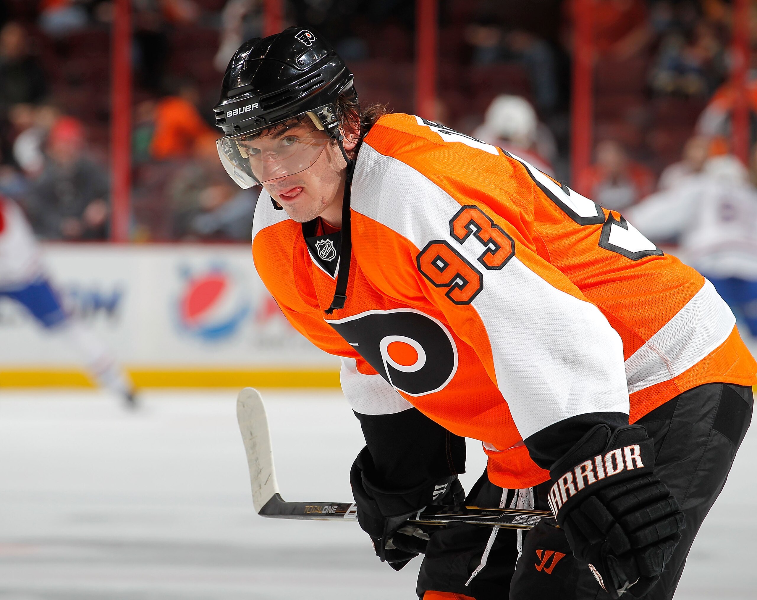 PHILADELPHIA, PA - JANUARY 25:  Nikolay Zherdev #93 of the Philadelphia Flyers waits during warmups before an NHL hockey game against the Montreal Canadiens at the Wells Fargo Center on January 25, 2011 in Philadelphia, Pennsylvania.  (Photo by Paul Beres