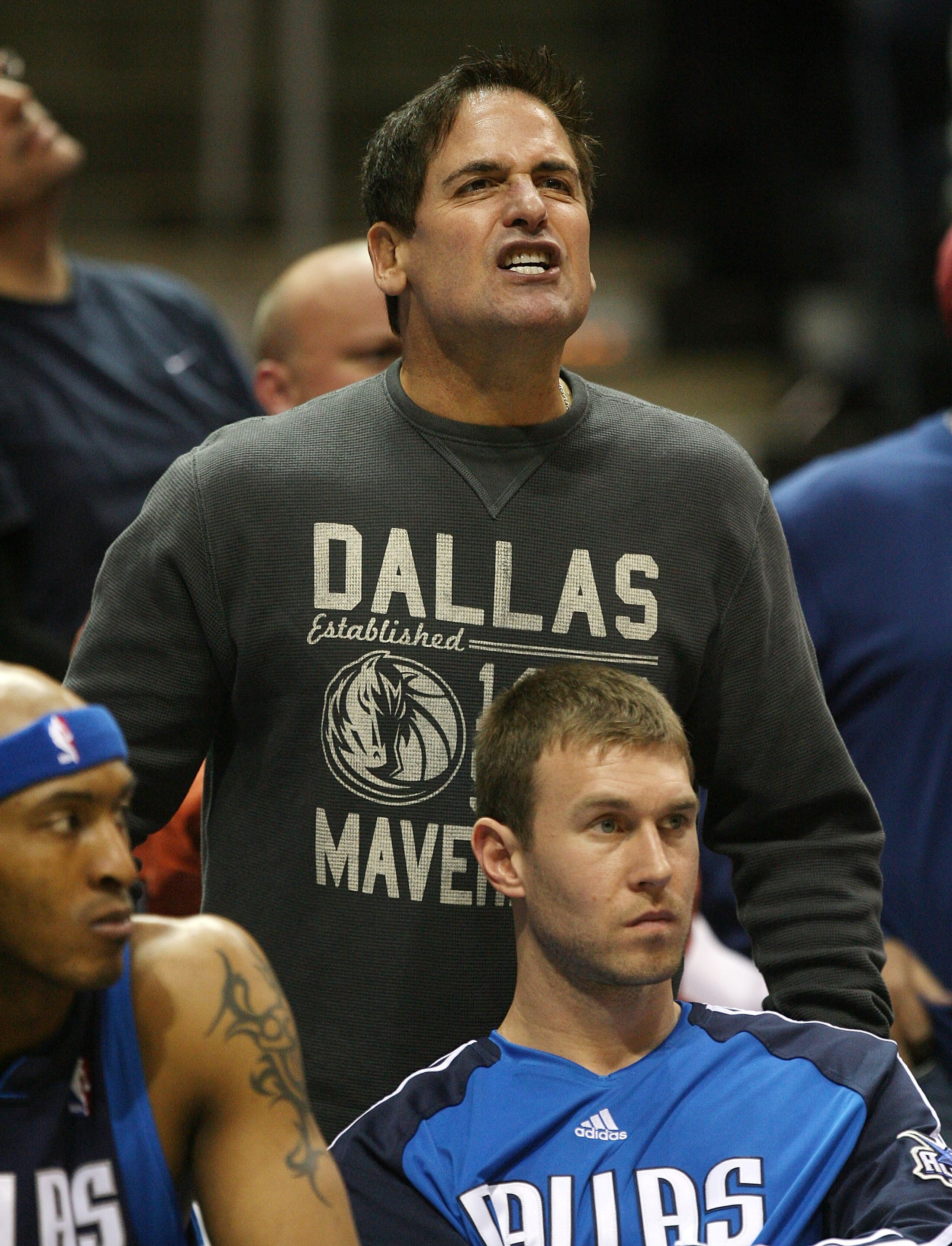 MILWAUKEE - NOVEMBER 16: Owner Mark Cuban of the Dallas Mavericks yells at a referee during a game against the Milwaukee Bucks at the Bradley Center on November 16, 2009 in Milwaukee, Wisconsin. The Mavericks defeated the Bucks 115-113 in overtime.  (Phot