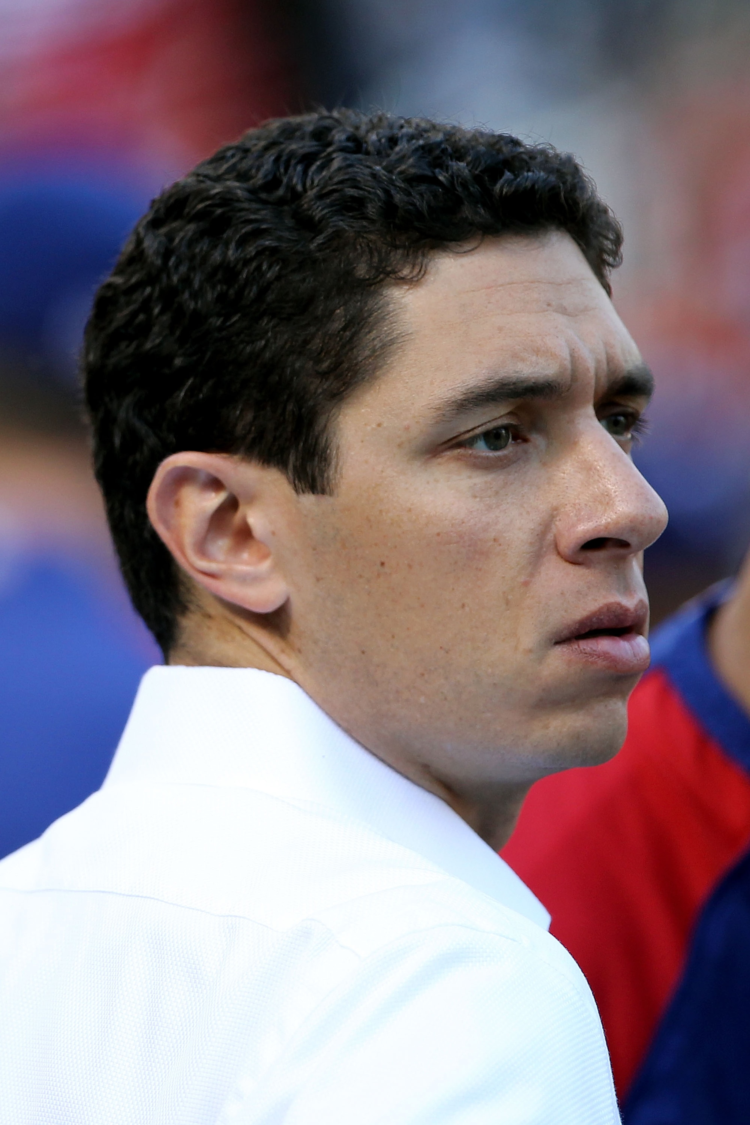 ARLINGTON, TX - NOVEMBER 01: General Manager Jon Daniels of the Texas Rangers looks on during batting practice against the San Francisco Giants in Game Five of the 2010 MLB World Series at Rangers Ballpark in Arlington on November 1, 2010 in Arlington, T ARLINGTON, TX - NOVEMBER 01: General Manager Jon Daniels of the Texas Rangers looks on during batting practice against the San Francisco Giants in Game Five of the 2010 MLB World Series at Rangers Ballpark in Arlington on November 1, 2010 in Arlington, T