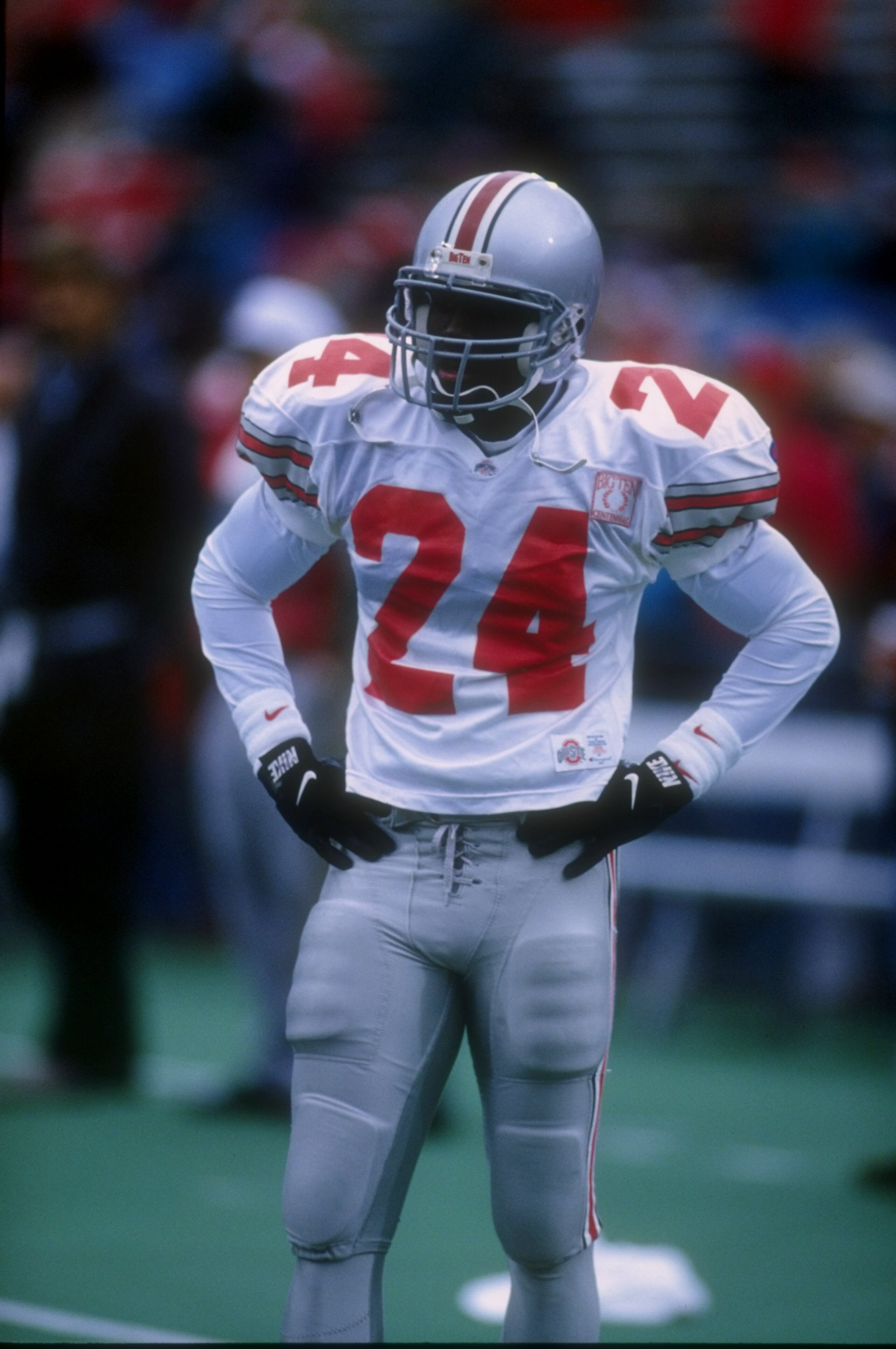 14 Oct 1995:  Defensive back Shawn Springs of Ohio State University looks on during the Buckeyes 27-16 win over Wisconsin University at Camp Randall Stadium in Madison, Wisconsin. Mandatory Credit: Jonathan Daniel  /Allsport