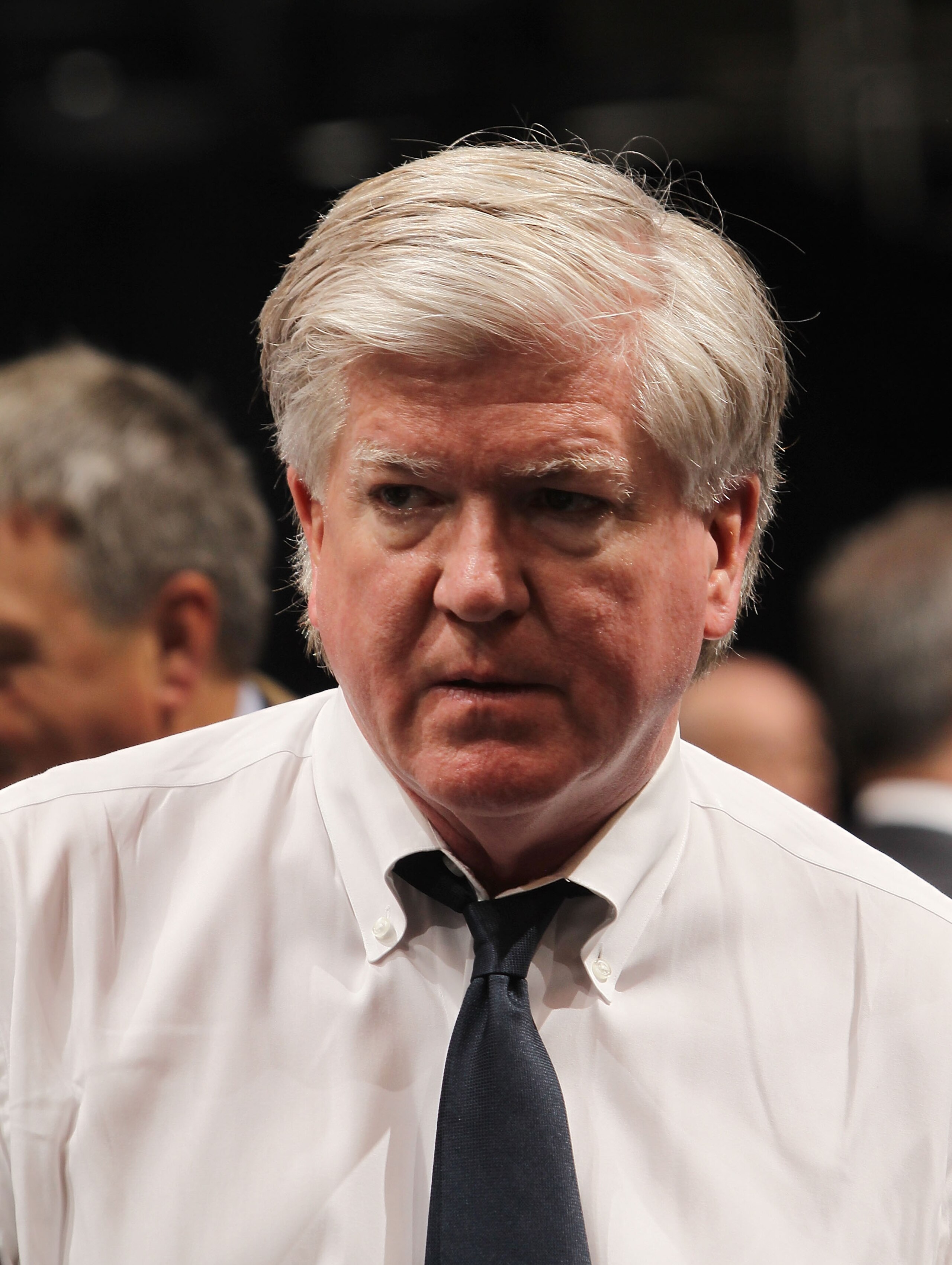 LOS ANGELES, CA - JUNE 25: Brian Burke of the Toronto Maple Leafs works the draft floor during the 2010 NHL Entry Draft at Staples Center on June 25, 2010 in Los Angeles, California.  (Photo by Bruce Bennett/Getty Images)
