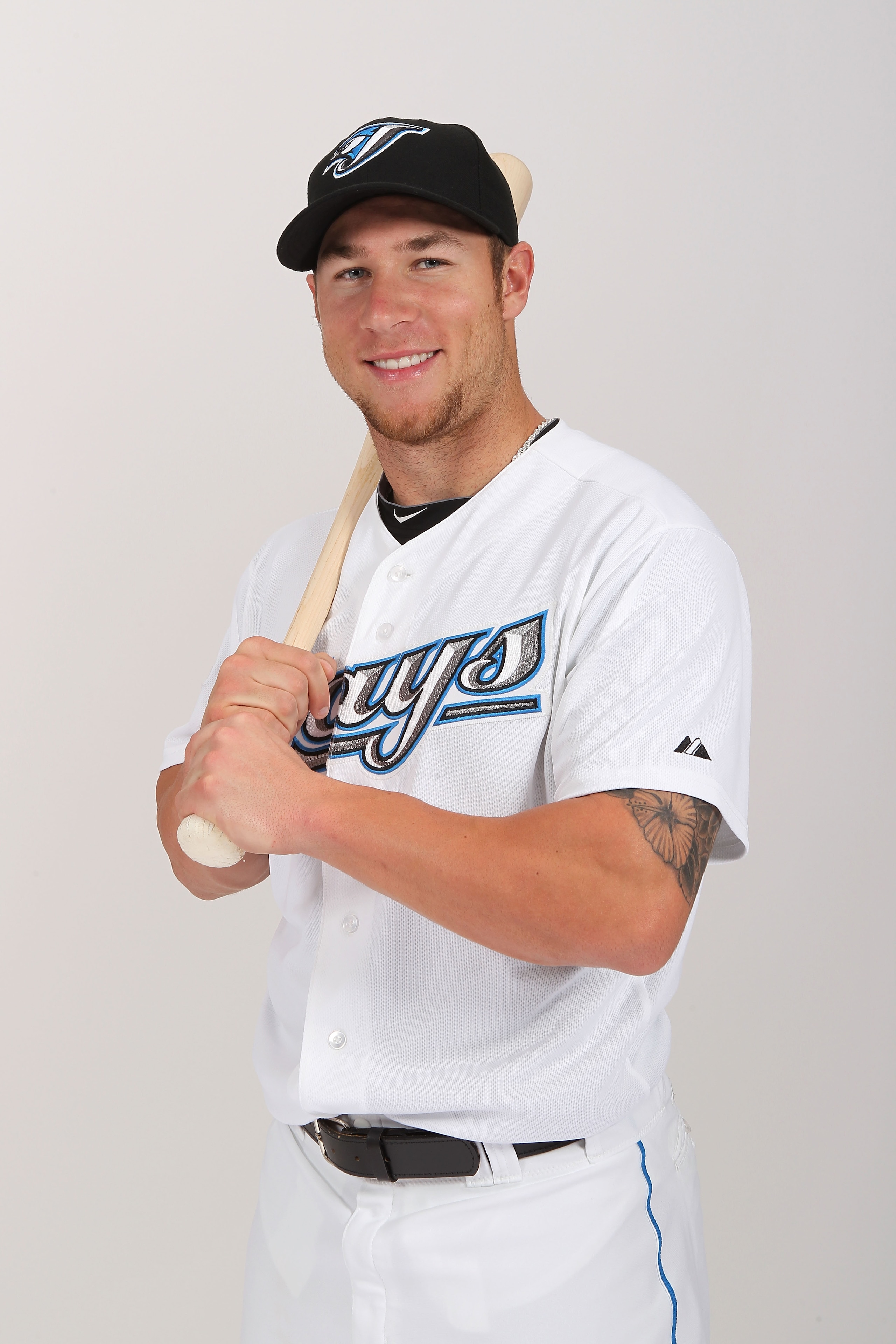 DUNEDIN, FL - FEBRUARY 20:  Brett Lawrie #13 of the Toronto Blue Jays poses during photo day at Florida Auto Exchange Stadium on February 20, 2011 in Dunedin, Florida.  (Photo by Nick Laham/Getty Images)