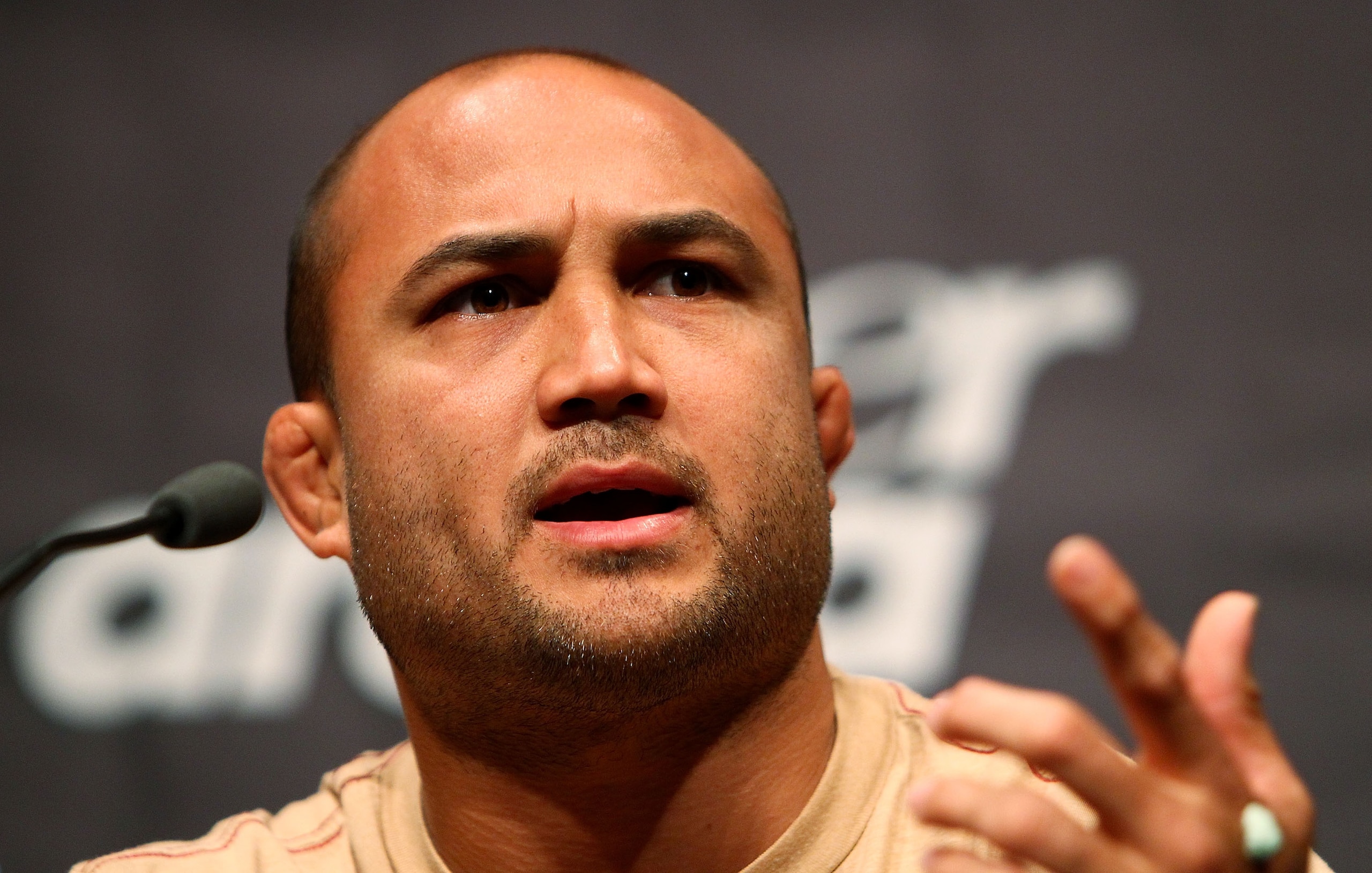 SYDNEY, AUSTRALIA - DECEMBER 14: BJ Penn speaks to the media during a UFC 127 Press Conference at Star City on December 14, 2010 in Sydney, Australia.  (Photo by Mark Nolan/Getty Images)