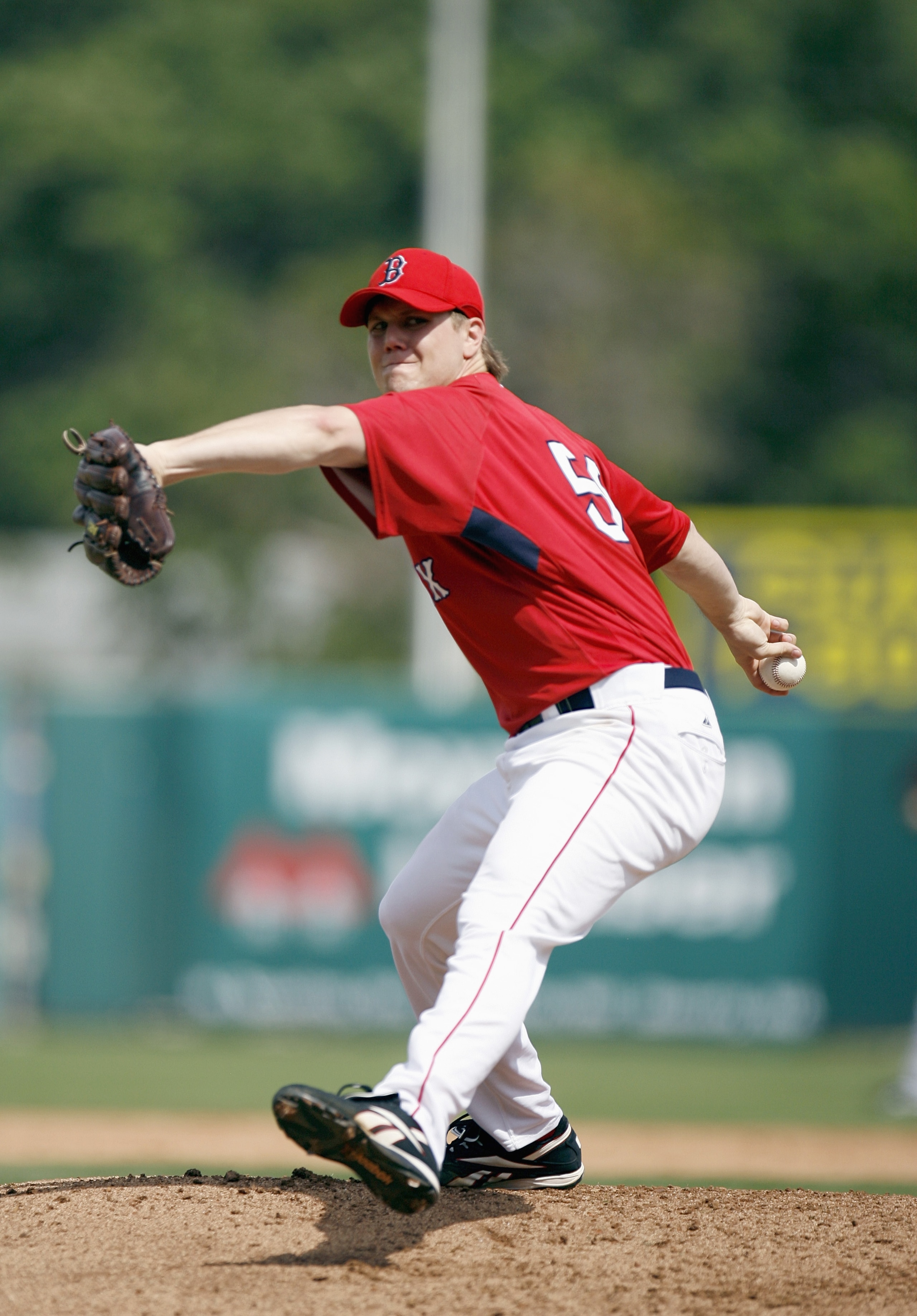 FT. MYERS, FL - MARCH 3: Jonathan Papelbon #58 of the Boston Red Sox pitches in the third inning against the Philadelphia Phillies during a Spring Training game at City of Palms Park March 3, 2007 in Ft. Myers, Florida. Philadelphia won the game 12-9. (Ph