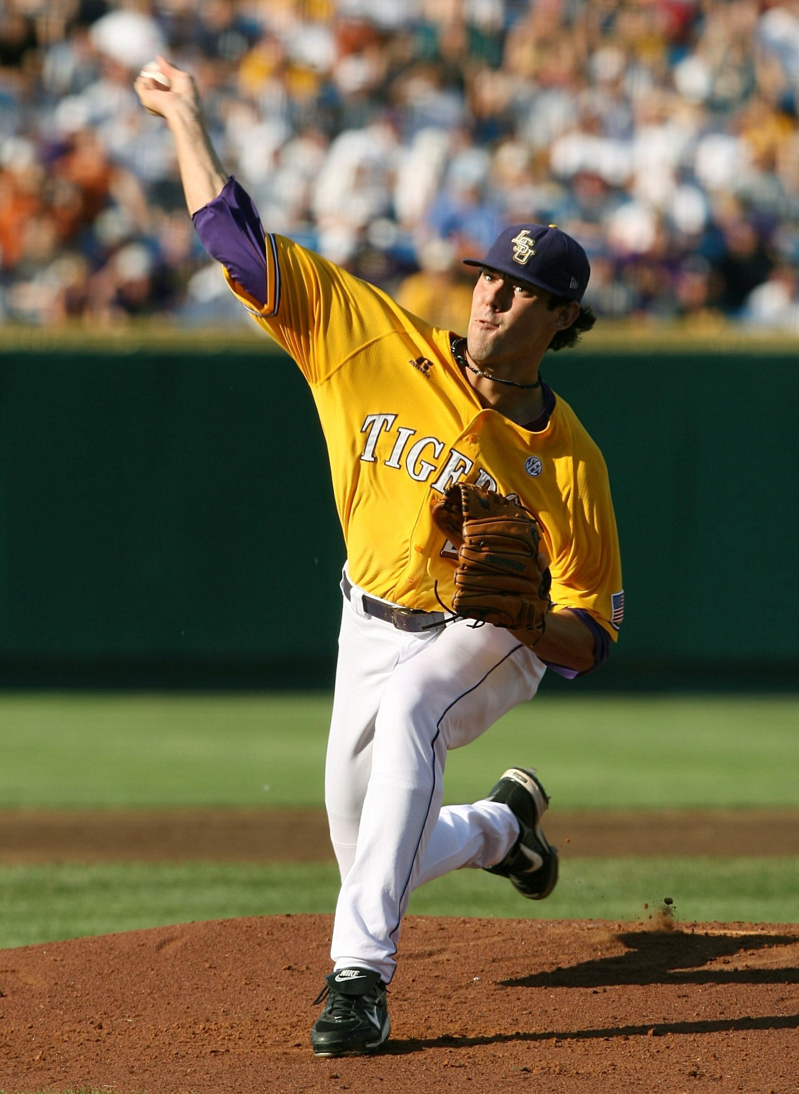 OMAHA, NE - JUNE 24: Pitcher Anthony Ranaudo #23 of the Louisiana State University Tigers pitches in the first inning against the Texas Longhorns during Game 3 of the 2009 NCAA College World Series at Rosenblatt Stadium on June 24, 2009 in Omaha, Nebrask OMAHA, NE - JUNE 24: Pitcher Anthony Ranaudo #23 of the Louisiana State University Tigers pitches in the first inning against the Texas Longhorns during Game 3 of the 2009 NCAA College World Series at Rosenblatt Stadium on June 24, 2009 in Omaha, Nebrask