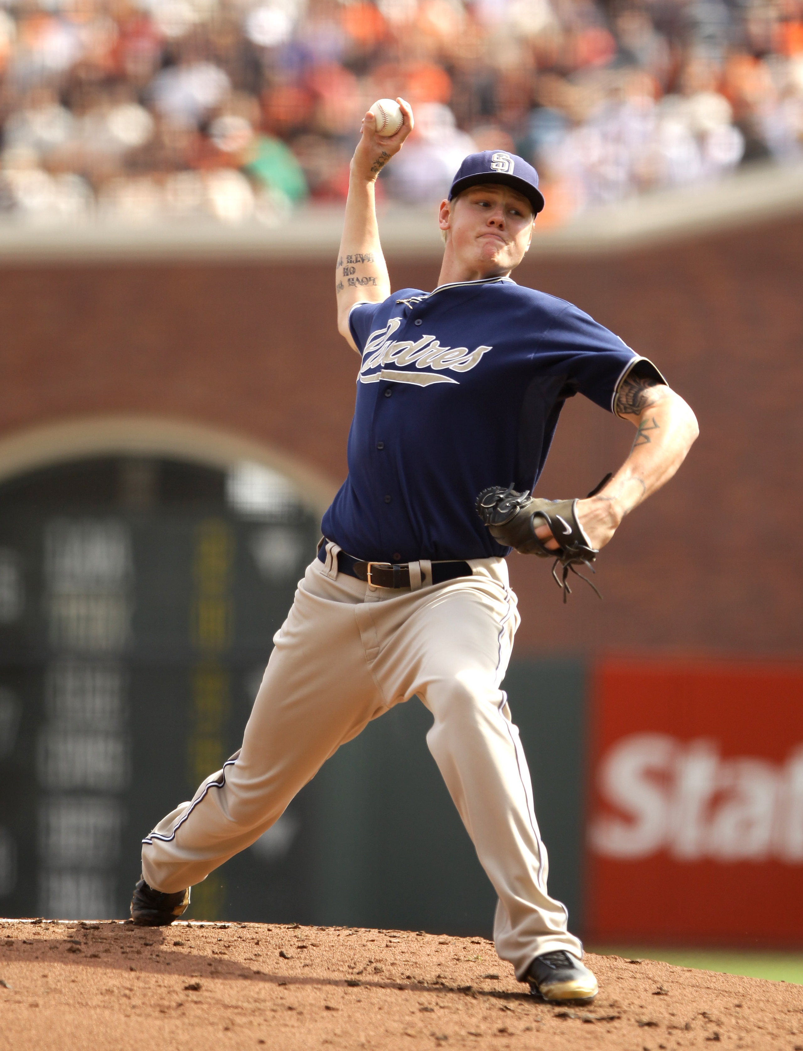 SAN FRANCISCO - OCTOBER 03:  Matt Latos #38 of the San Diego Padres pitches against the San Francisco Giants at AT&T Park on October 3, 2010 in San Francisco, California.  (Photo by Ezra Shaw/Getty Images)