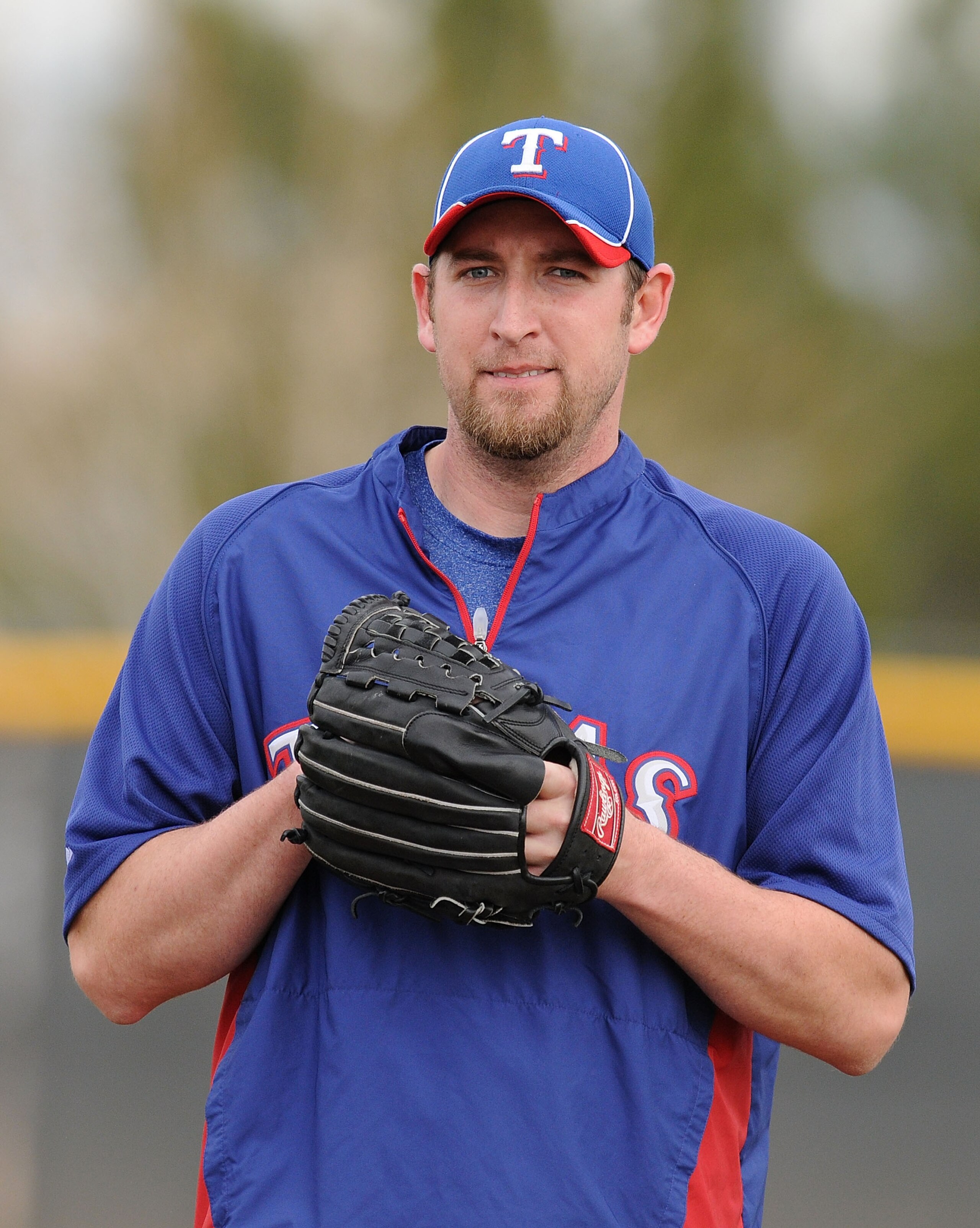 SURPRISE, AZ - FEBRUARY 18:  Brandon Webb #33 of the Texas Rangers participates in pitching drills at Surprise Stadium on February 18, 2011 in Surprise, Arizona.  (Photo by Norm Hall/Getty Images)