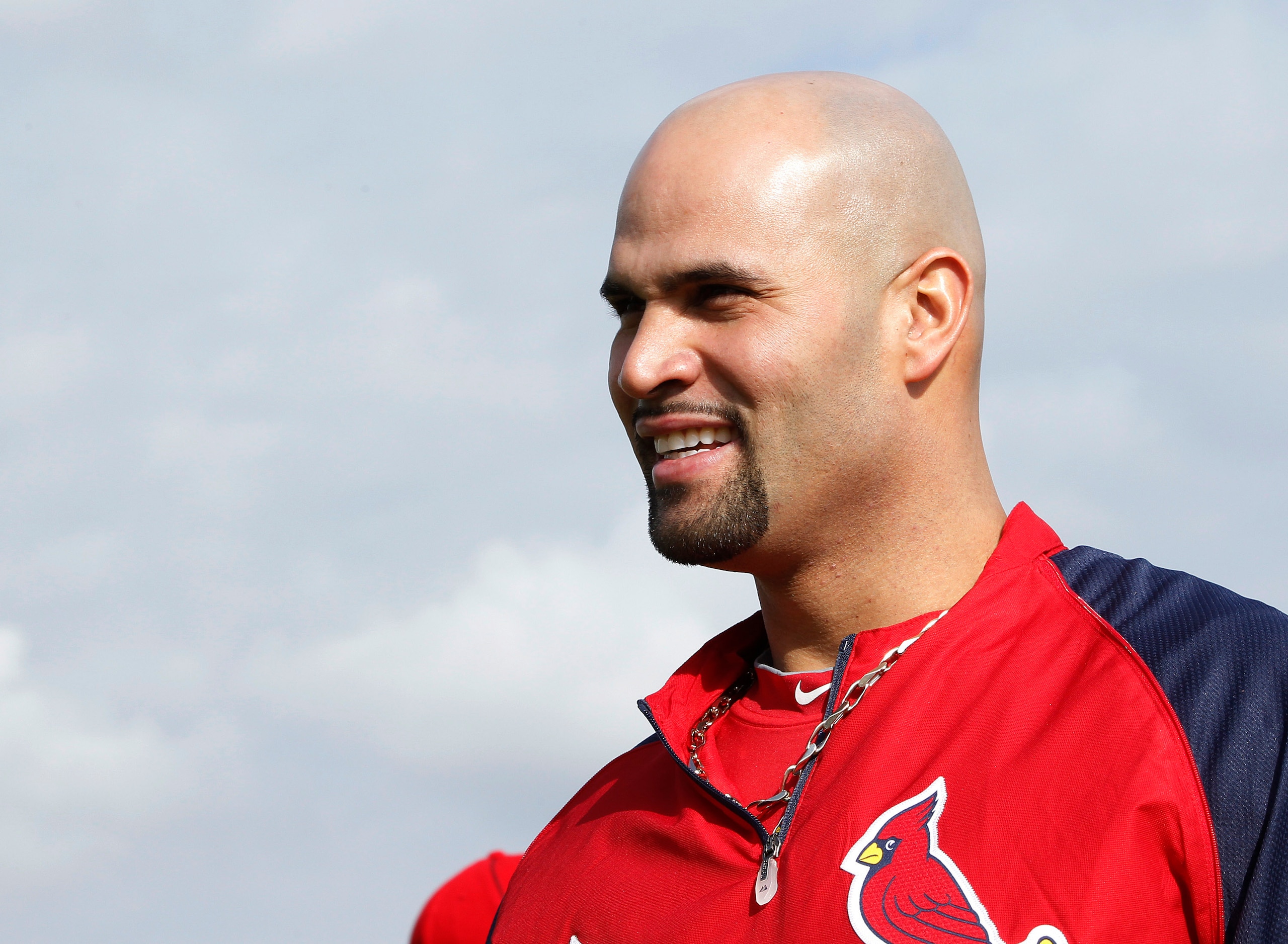 JUPITER, FL - FEBRUARY 17: Albert Pujols # 5 of the St. Louis Cardinals warms up prior to infield practice at Roger Dean Stadium on February 17, 2011 in Jupiter, Florida. (Photo by Joel Auerbach/Getty Images)