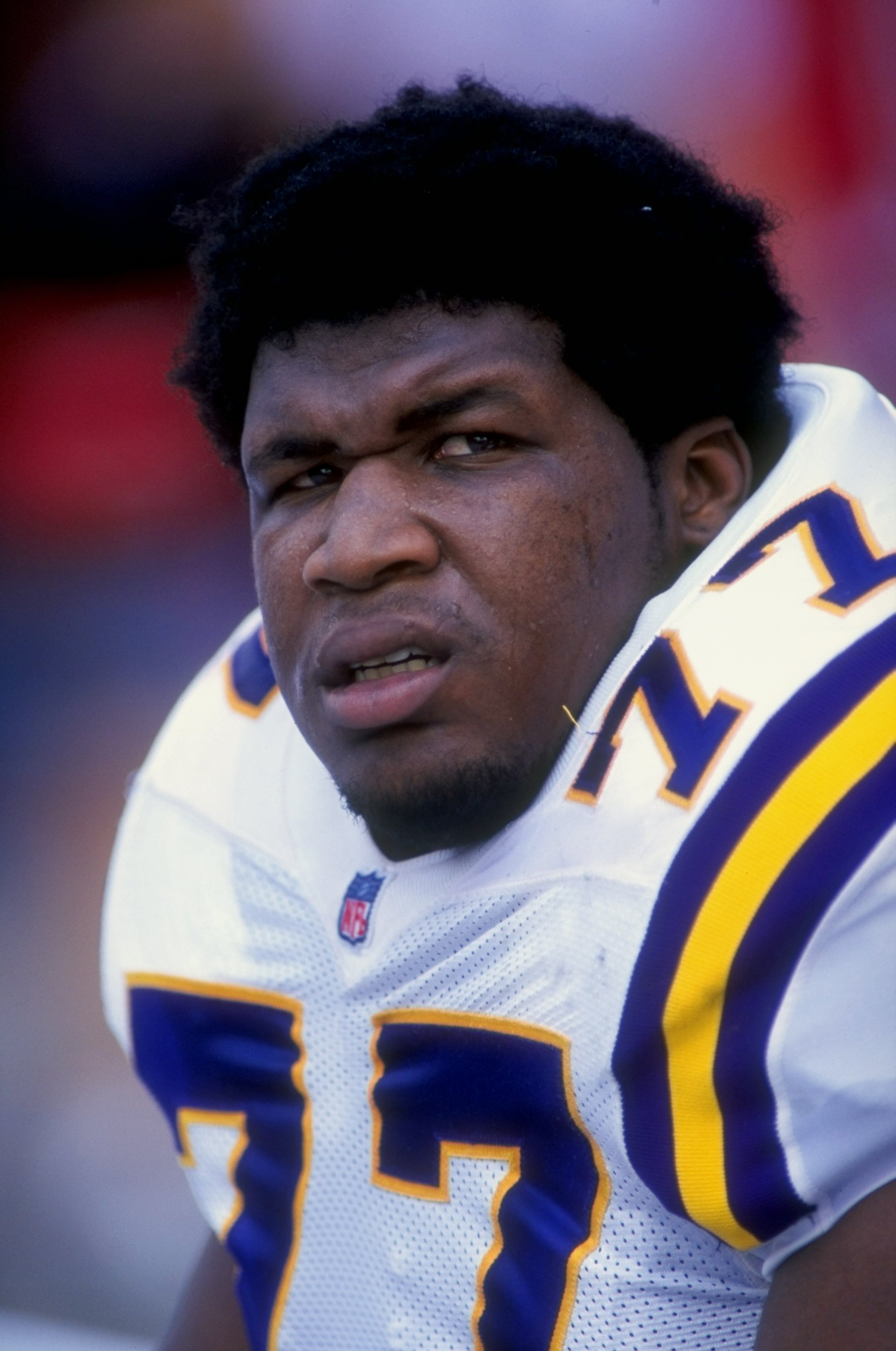 1 Nov 1998:  Tackle Korey Stringer #77 of the Minnesota Vikings looks on during the game against the Tampa Bay Buccaneers at the Raymond James Stadium in Tampa, Florida. The Buccaneers defeated the Vikings 27-24. Mandatory Credit: Scott Halleran  /Allspor