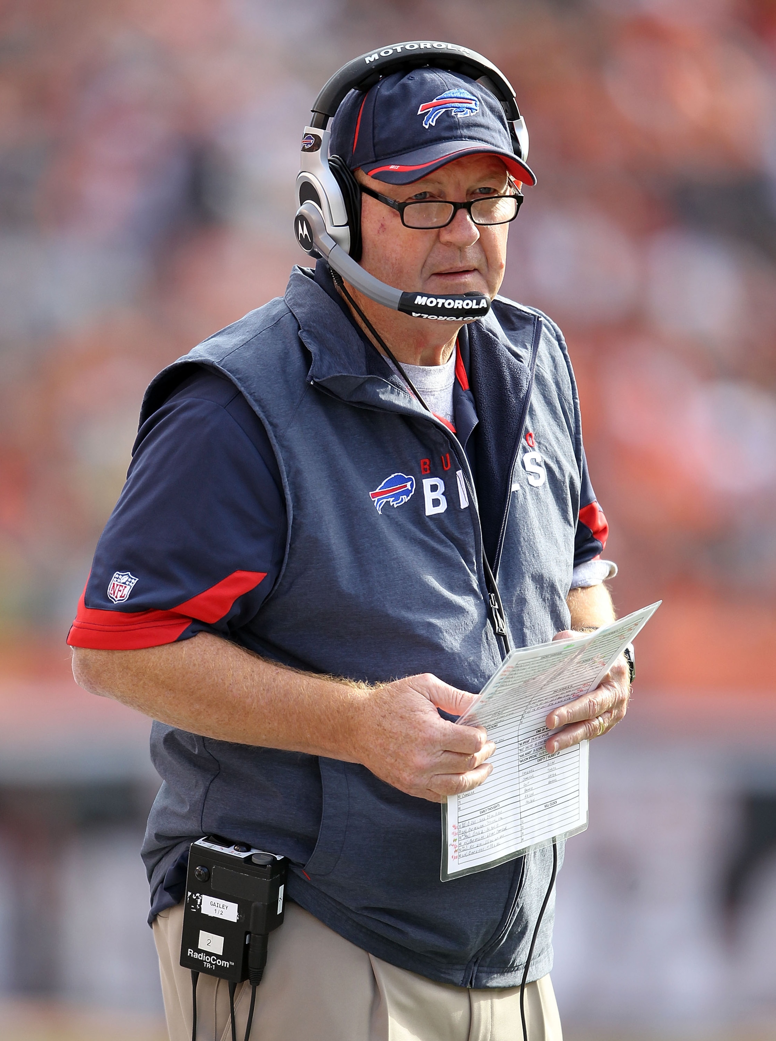 CINCINNATI - NOVEMBER 21: Chan Gailey the Head Coach of the Buffalo Bills watches the action during NFL game against the Cincinnati Bengals at Paul Brown Stadium on November 21, 2010 in Cincinnati, Ohio. (Photo by Andy Lyons/Getty Images) CINCINNATI - NOVEMBER 21: Chan Gailey the Head Coach of the Buffalo Bills watches the action during NFL game against the Cincinnati Bengals at Paul Brown Stadium on November 21, 2010 in Cincinnati, Ohio. (Photo by Andy Lyons/Getty Images)