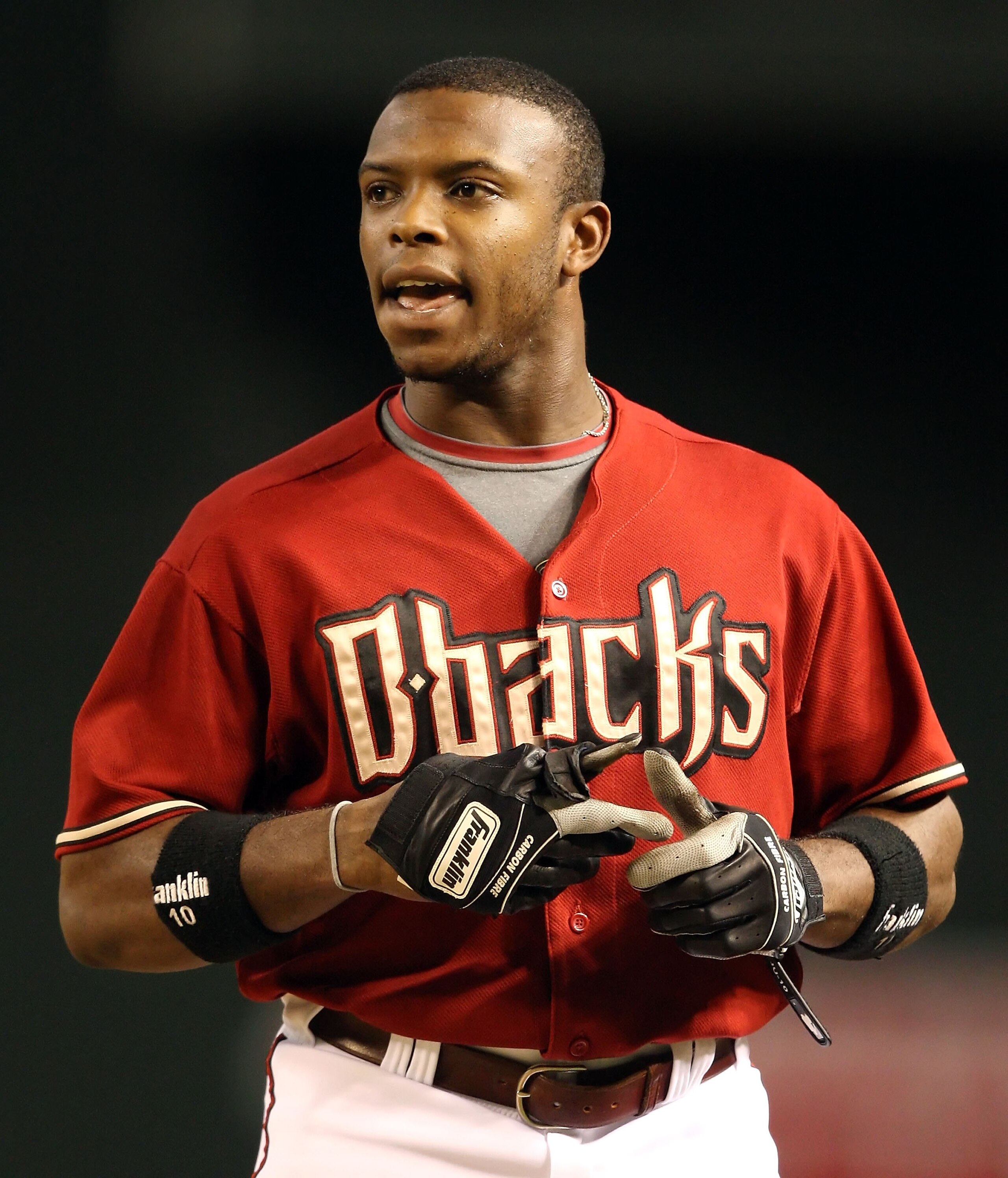 PHOENIX - JULY 28: Justin Upton #10 of the Arizona Diamondbacks reacts after striking out during the major league baseball game against the Philadelphia Phillies at Chase Field on July 28, 2009 in Phoenix, Arizona. (Photo by Christian Petersen/Getty Ima PHOENIX - JULY 28: Justin Upton #10 of the Arizona Diamondbacks reacts after striking out during the major league baseball game against the Philadelphia Phillies at Chase Field on July 28, 2009 in Phoenix, Arizona. (Photo by Christian Petersen/Getty Ima