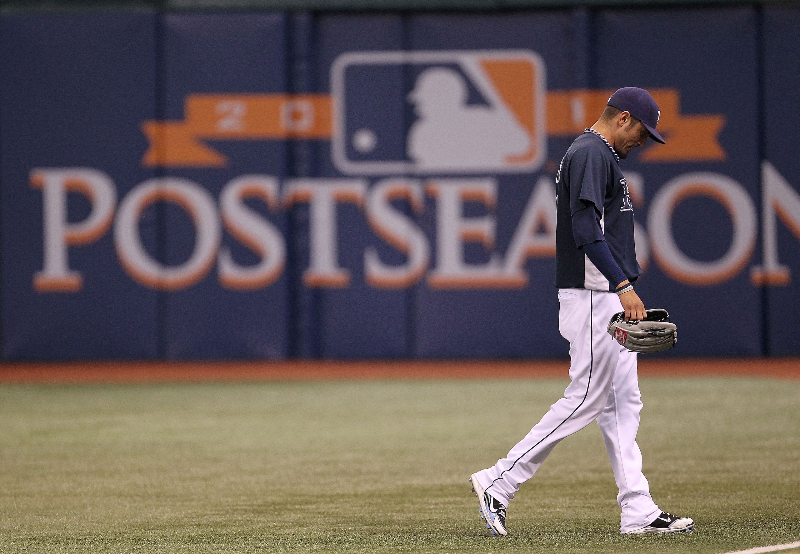 ST. PETERSBURG, FL - OCTOBER 12: Matt Garza of the Tampa Bay Rays walks off the field during batting practice before Game 5 of the ALDS against the Texas Rangers at Tropicana Field on October 12, 2010 in St. Petersburg, Florida. (Photo by Mike Ehrmann/Ge ST. PETERSBURG, FL - OCTOBER 12: Matt Garza of the Tampa Bay Rays walks off the field during batting practice before Game 5 of the ALDS against the Texas Rangers at Tropicana Field on October 12, 2010 in St. Petersburg, Florida. (Photo by Mike Ehrmann/Ge