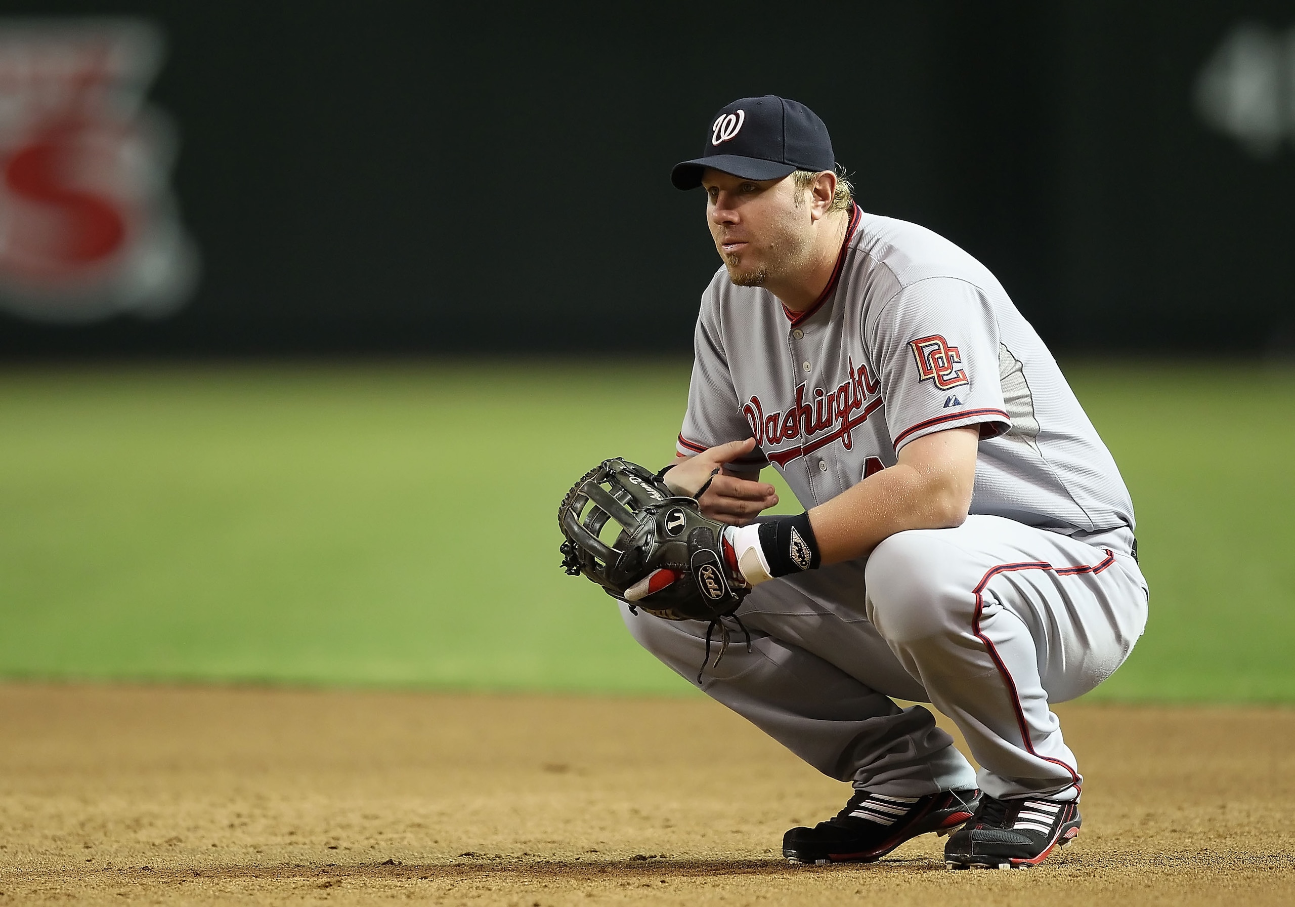 PHOENIX - AUGUST 04: Infielder Adam Dunn #44 of the Washington Nationals during the Major League Baseball game against the Arizona Diamondbacks at Chase Field on August 4, 2010 in Phoenix, Arizona. The Nationals defeated the Diamondbacks 7-2. (Photo by PHOENIX - AUGUST 04: Infielder Adam Dunn #44 of the Washington Nationals during the Major League Baseball game against the Arizona Diamondbacks at Chase Field on August 4, 2010 in Phoenix, Arizona. The Nationals defeated the Diamondbacks 7-2. (Photo by