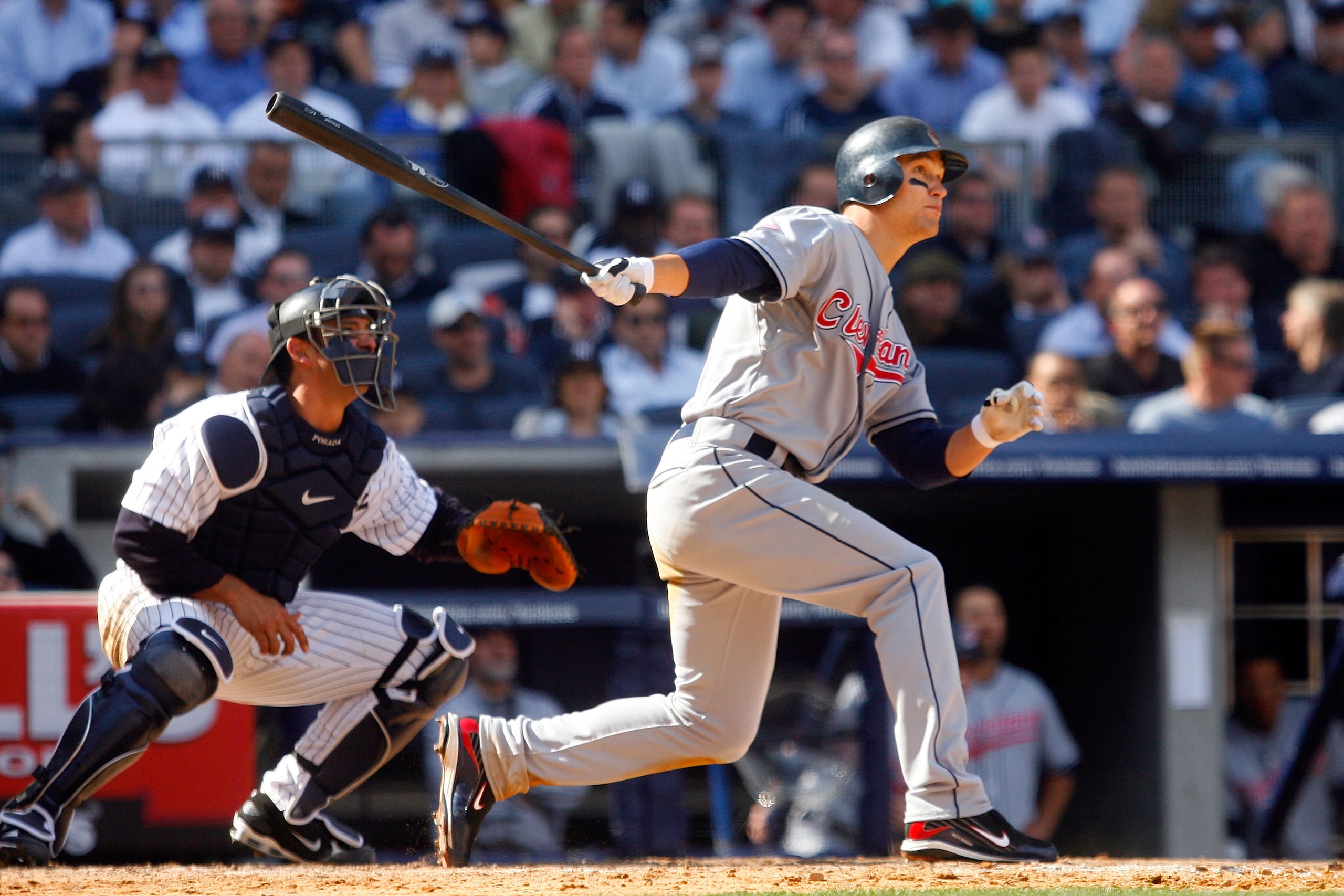 NEW YORK - APRIL 16: Grady Sizemore #24 of the Cleveland Indians bats against the New York Yankees during opening day at the new Yankee Stadium on April 16, 2009 in the Bronx borough of New York City. This is the first regular season MLB game being playe NEW YORK - APRIL 16: Grady Sizemore #24 of the Cleveland Indians bats against the New York Yankees during opening day at the new Yankee Stadium on April 16, 2009 in the Bronx borough of New York City. This is the first regular season MLB game being playe