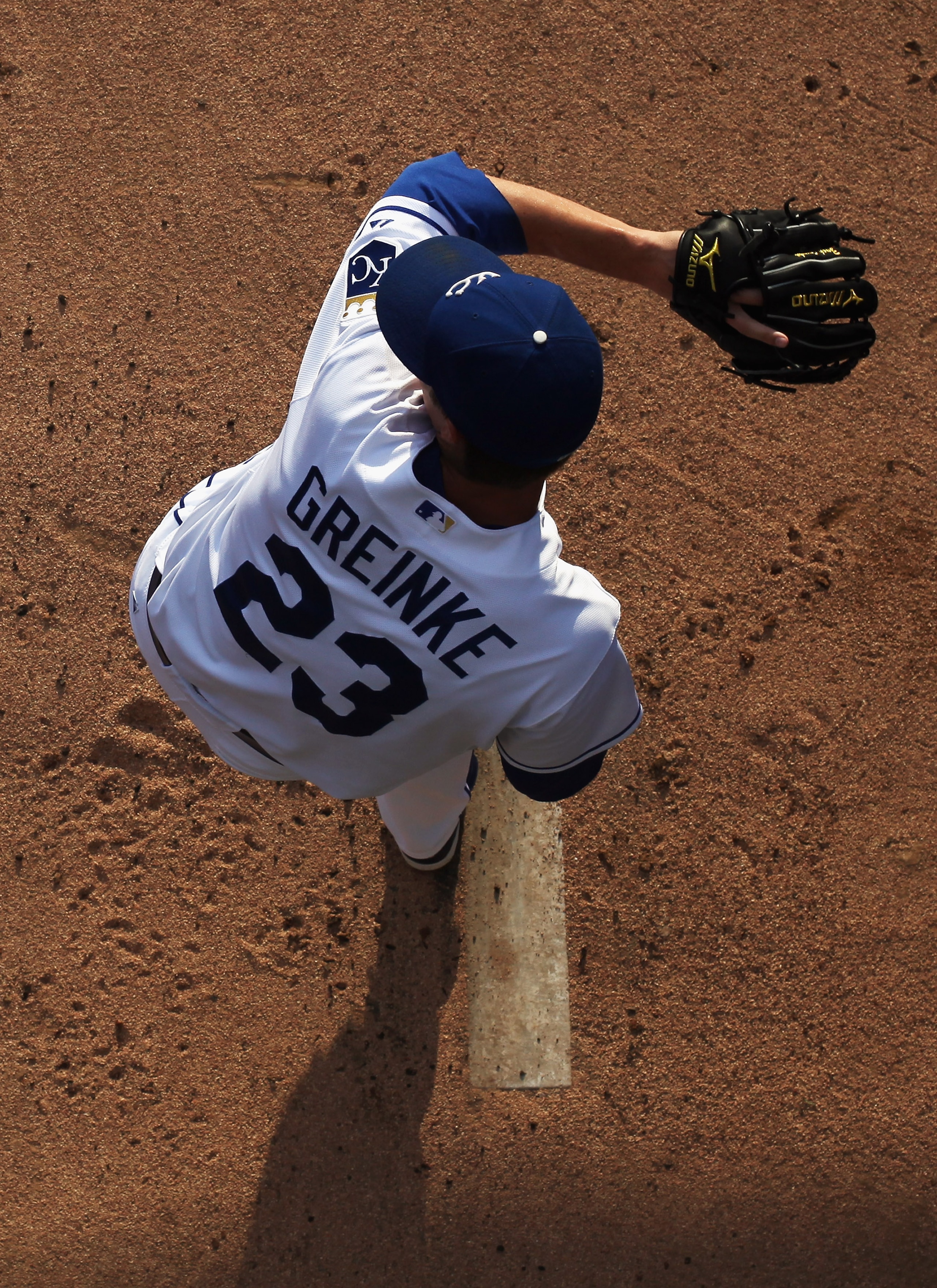 KANSAS CITY, MO - JULY 26: Starting pitcher Zack Greinke #23 of the Kansas City Royals warms-up prior to the start of the game against the Minnesota Twins on July 26, 2010 at Kauffman Stadium in Kansas City, Missouri. (Photo by Jamie Squire/Getty Images KANSAS CITY, MO - JULY 26: Starting pitcher Zack Greinke #23 of the Kansas City Royals warms-up prior to the start of the game against the Minnesota Twins on July 26, 2010 at Kauffman Stadium in Kansas City, Missouri. (Photo by Jamie Squire/Getty Images