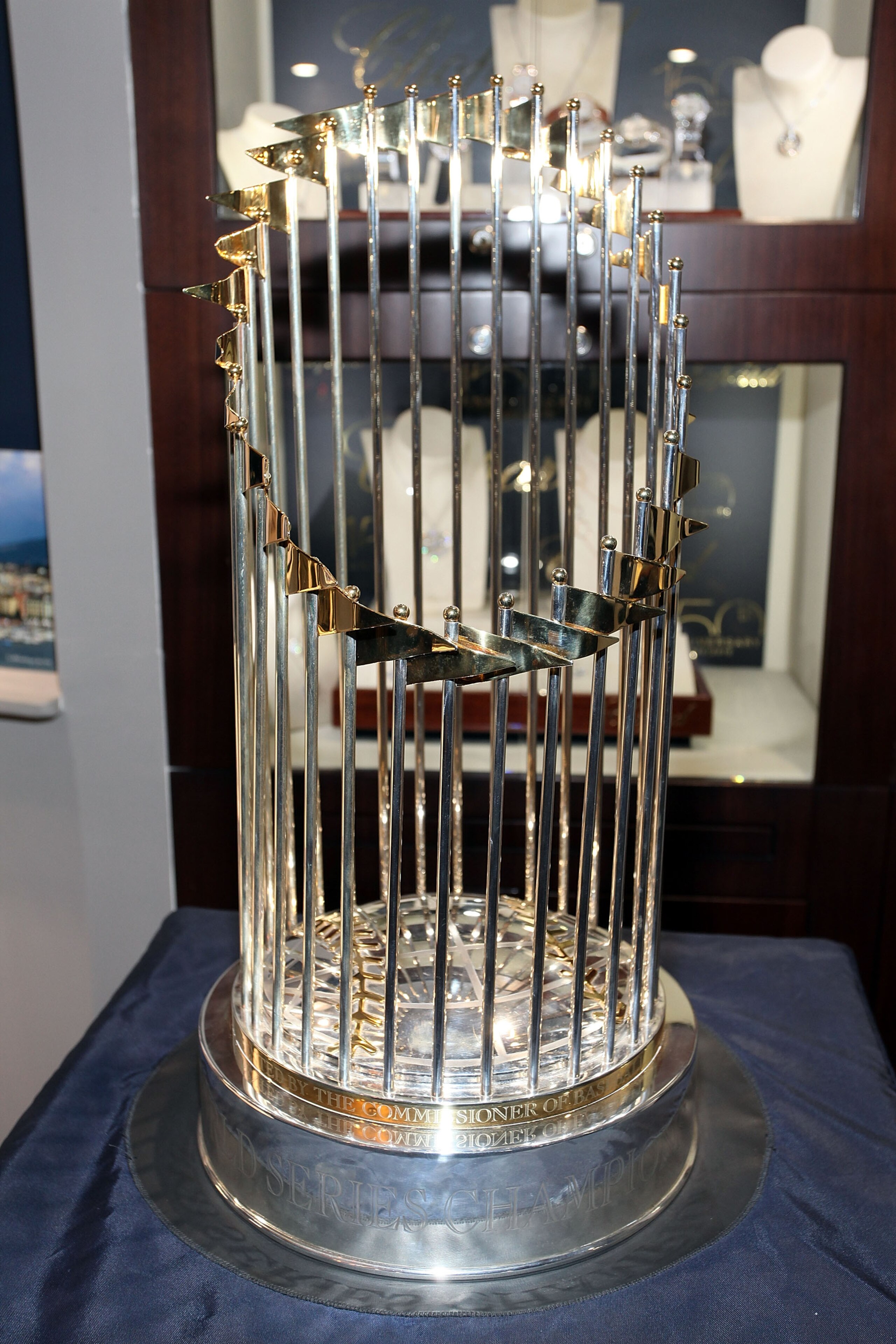 GREENWICH, CT - NOVEMBER 12: 2009 World Series Yankees Trophy at Manfredi Jewels on November 12, 2010 in Greenwich, Connecticut. (Photo by Donald Bowers/Getty Images for Manfredi Jewels) GREENWICH, CT - NOVEMBER 12: 2009 World Series Yankees Trophy at Manfredi Jewels on November 12, 2010 in Greenwich, Connecticut. (Photo by Donald Bowers/Getty Images for Manfredi Jewels)